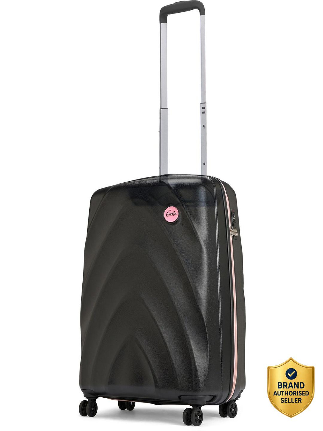 Image of Genie by Safari Daze Hard Luggage with Organized Interiors and Dual Wheels - Cabin - Black Cabin Suitcase 8 Wheels - 22 inch