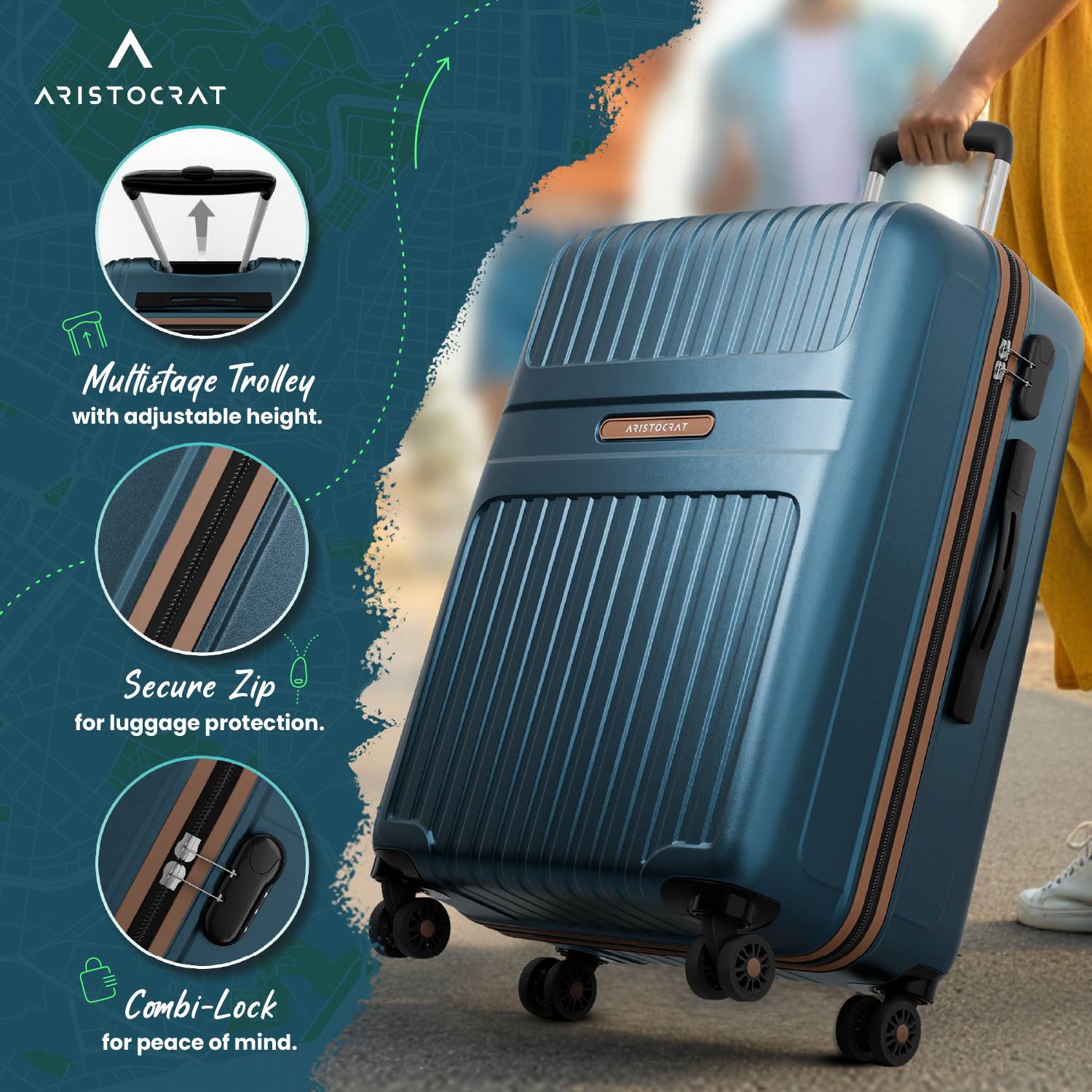 ARISTOCRAT Atlas Set of 3 Trolley Bag 55, 66 & 77cm | Hard Luggage