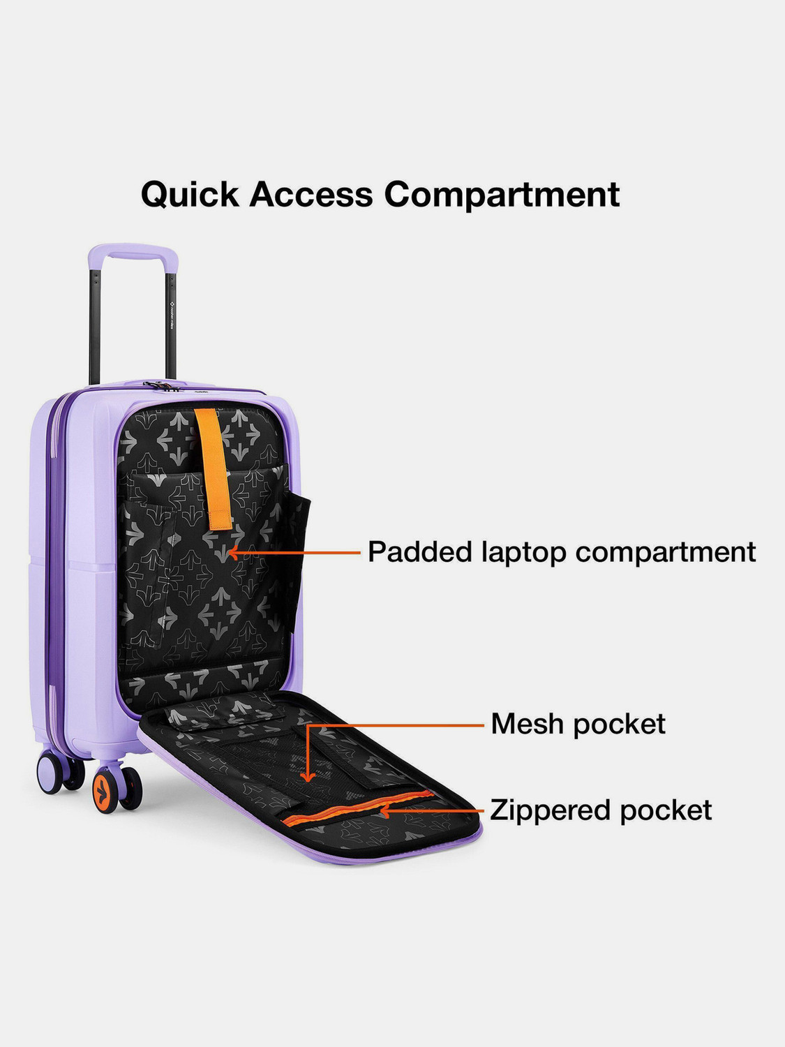Image of NASHER MILES Springfield HardSide Polypropylene Laptop Compartment Trolley Bag Cabin Suitcase 8 Wheels - 20 inch