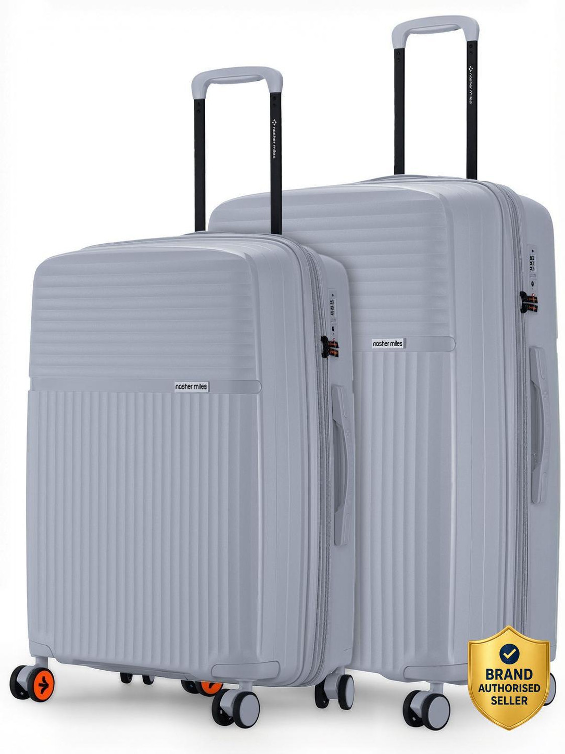 Image of NASHER MILES Krabi Expander Hardside Polypropylene Grey Trolley Bags (65 & 75 cm) Expandable Check-in Suitcase 8 Wheels - 28 inch