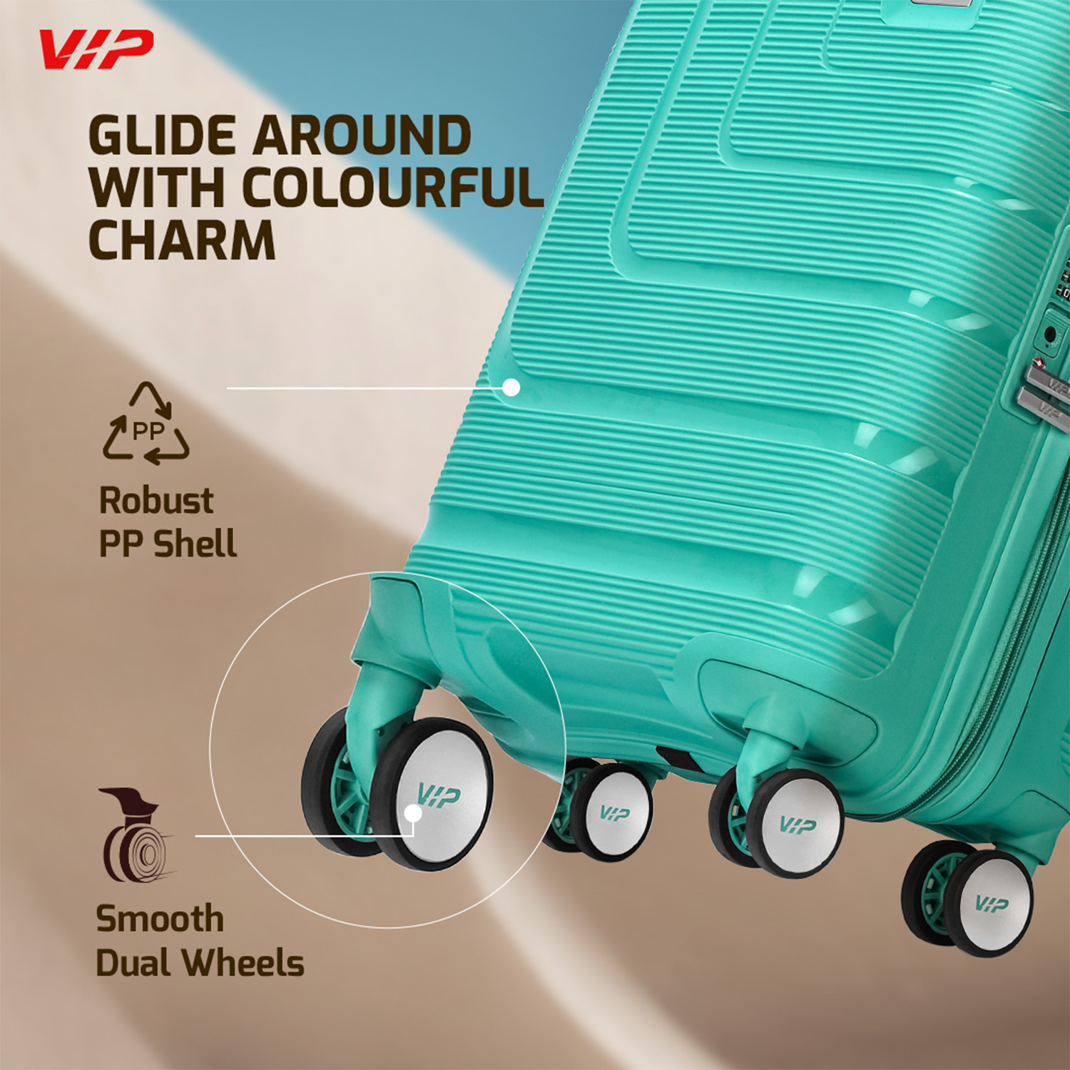 Image of VIP Lexus Cabin 360 - 55 cm Small 8 Wheels Trolley Bag | Hard Luggage (Atlantis) Cabin Suitcase 8 Wheels - 22 inch