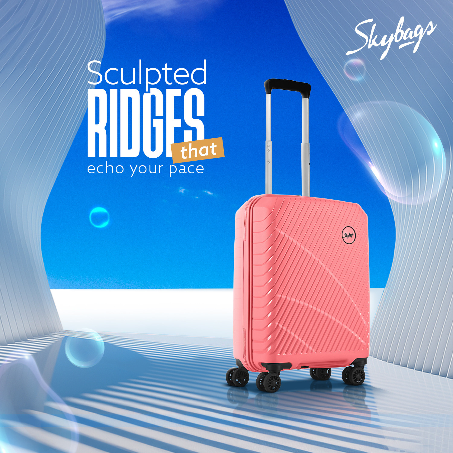 Image of SKYBAGS Streax Cabin Trolley Bag | Hard Luggage | Combination Lock with Sturdy Zipper Cabin Suitcase 8 Wheels - 22 inch