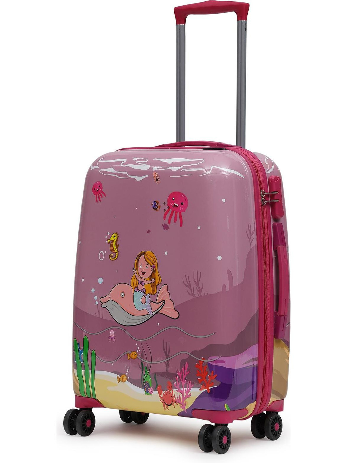 Image of YAYAVAR MERMAID PRINCESS OFFICIAL MERCHANDISE KIDS TROLLEY 5 Year International Warranty Check-in Suitcase 8 Wheels - 24 inch