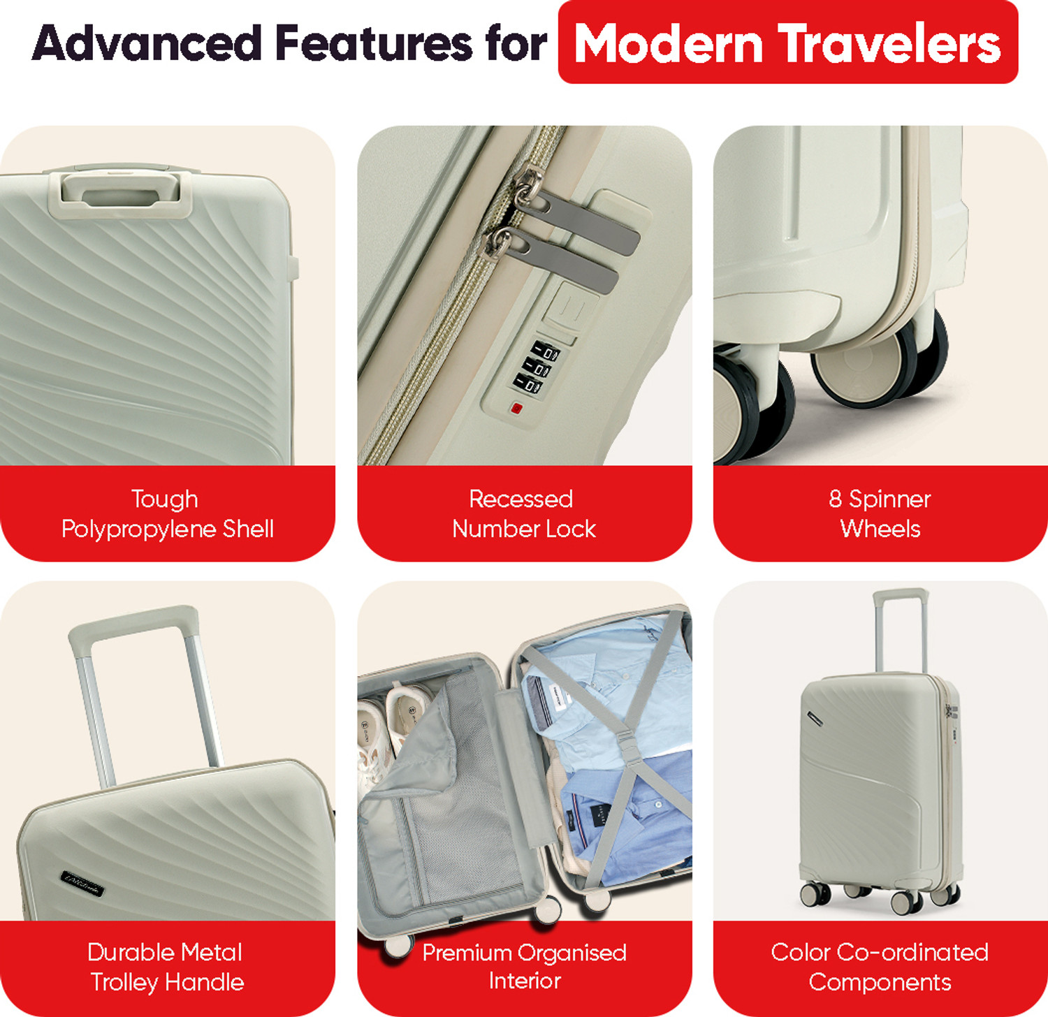 Image of LATTITUDE by Provogue MERIDIAN 75 8W GHOST GREY /LIMESTONE GREY Check-in Suitcase 8 Wheels - 28 inch