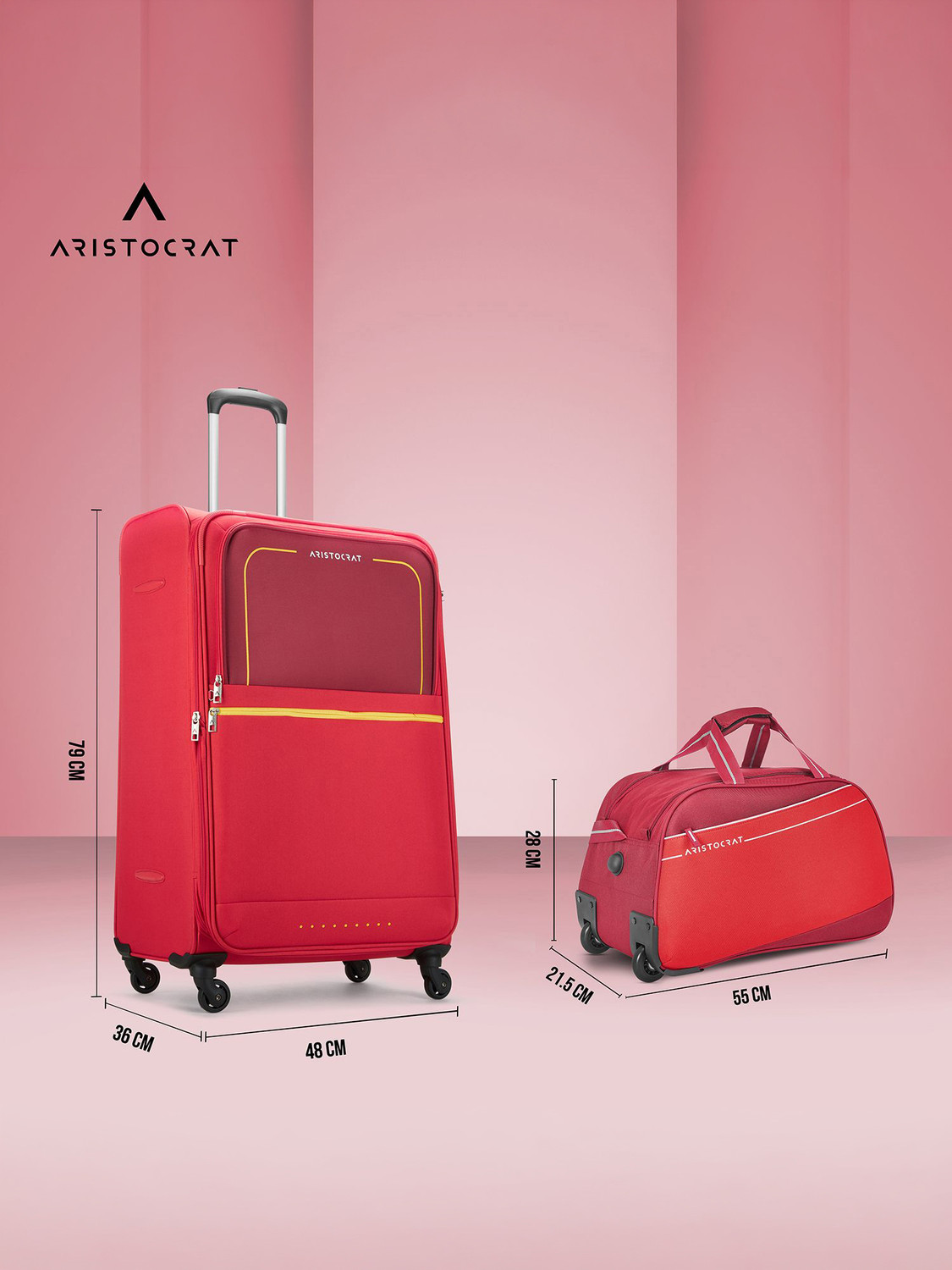 Image of ARISTOCRAT Evolve Large Trolley Bag 79cm & Delta Duffle Trolley 52cm For Travel Expandable Check-in Suitcase 4 Wheels - 34 inch