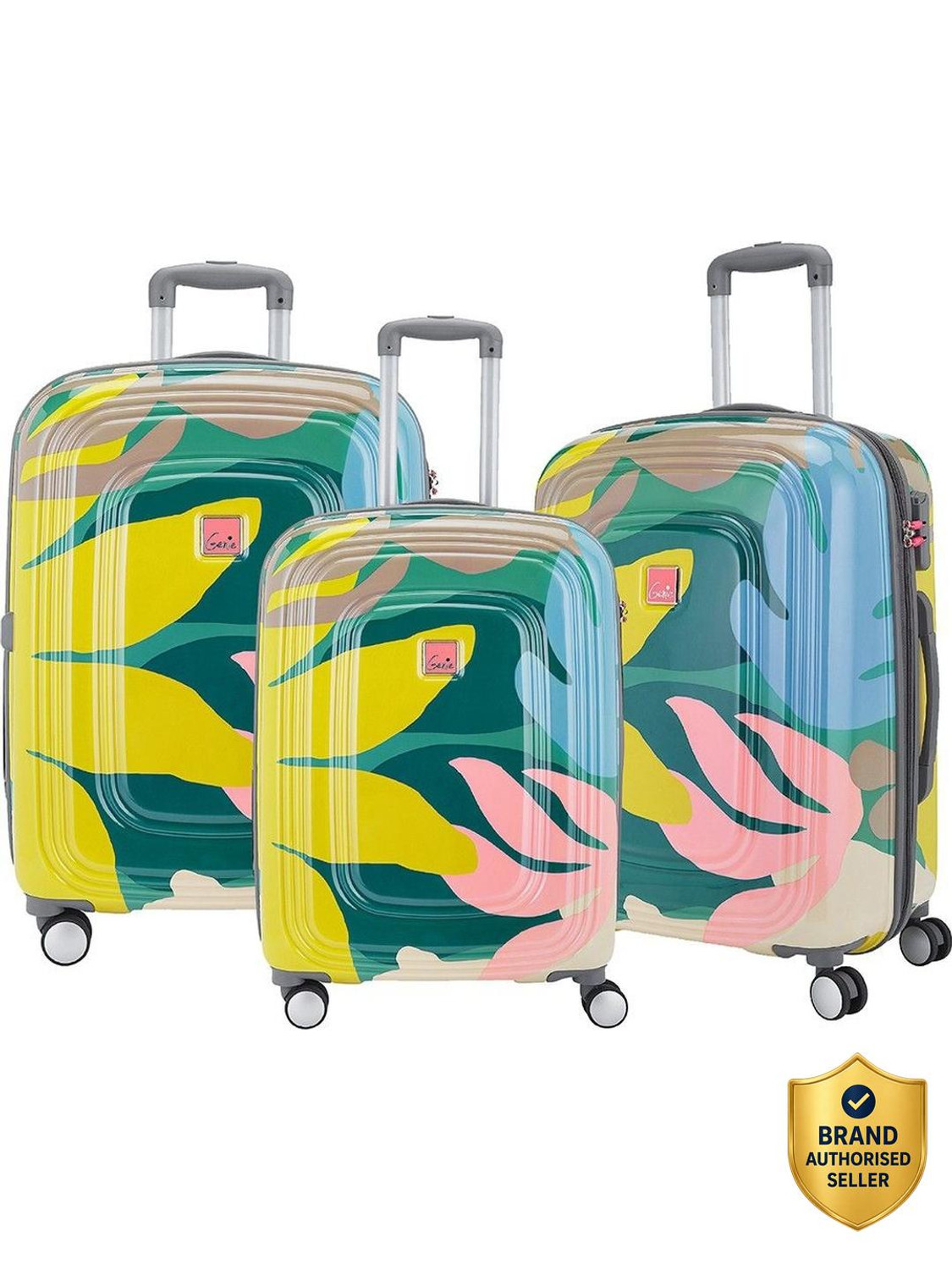 Image of Genie Hard Body Set of 3 Luggage 8 Wheels - FLORENTINE SET 4W Set of 3 (Small 55cm | Medium 66cm | Large 79cm) - Multicolor