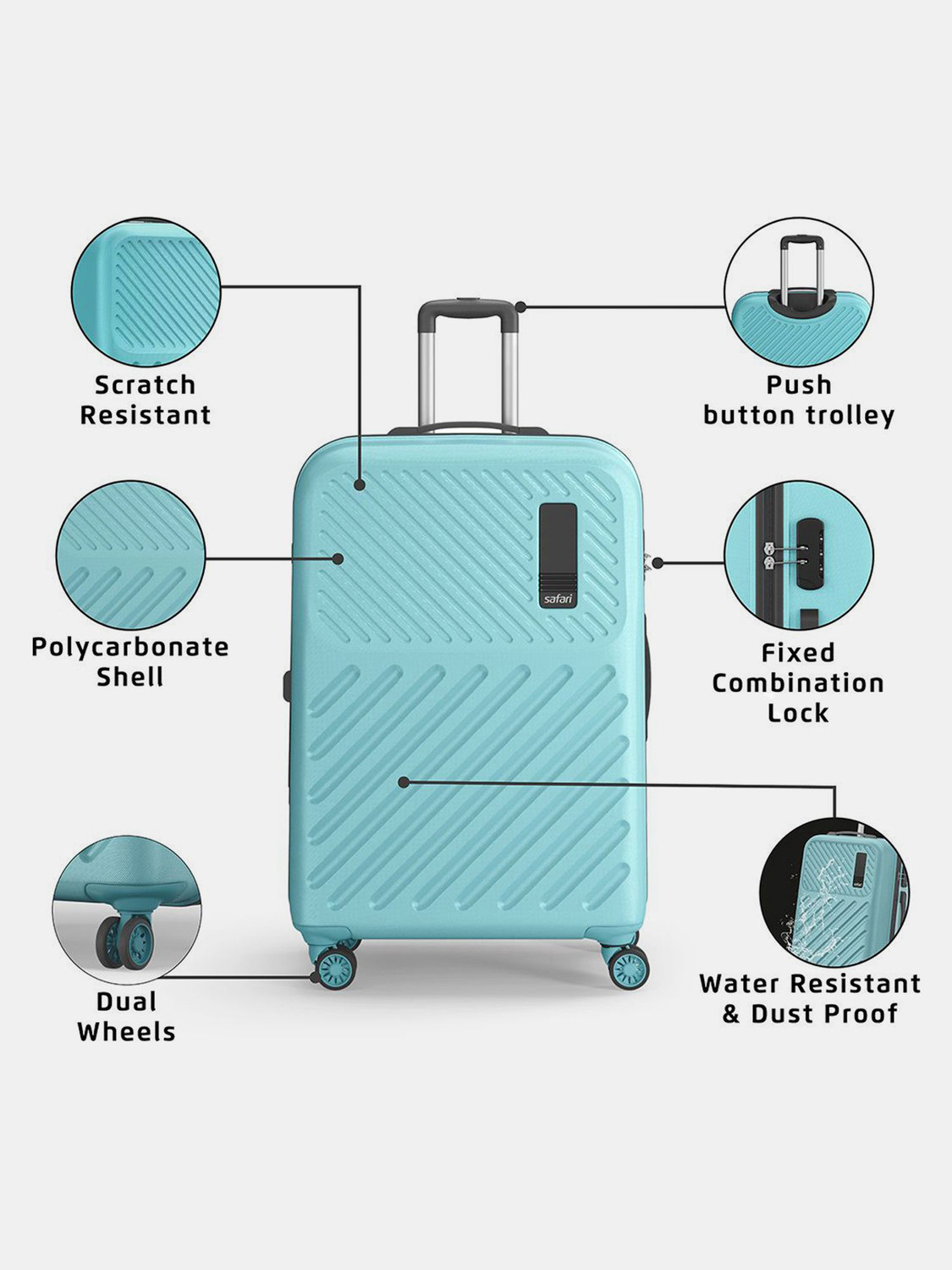 Image of SAFARI Large Check-in Suitcase (76 cm) 8 Wheels - Zodiac 76 - Teal