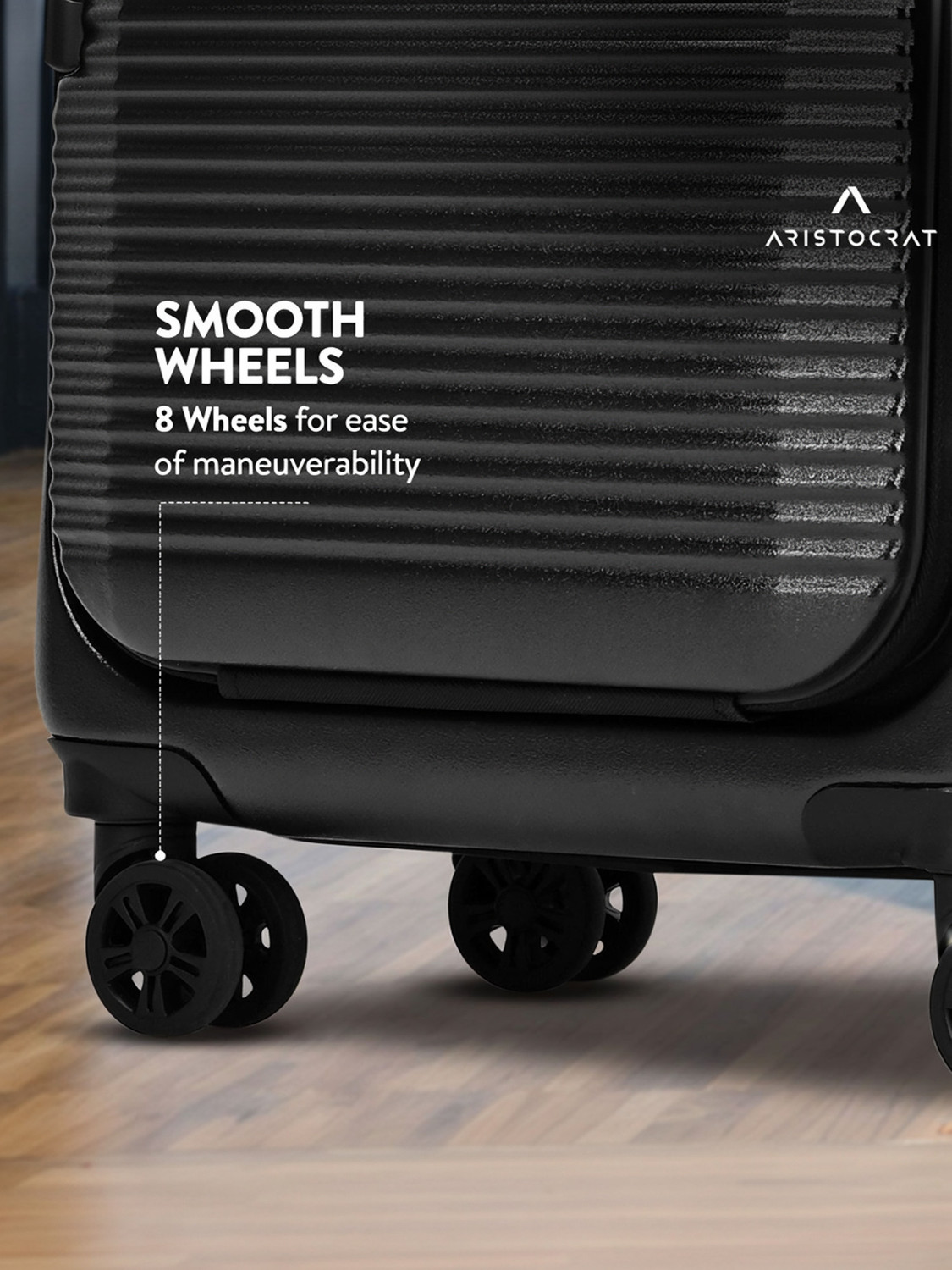 Image of ARISTOCRAT Orbit Hard Side Laptop Compartment Trolley Bag With Combination Lock Cabin Suitcase 8 Wheels - 21 inch
