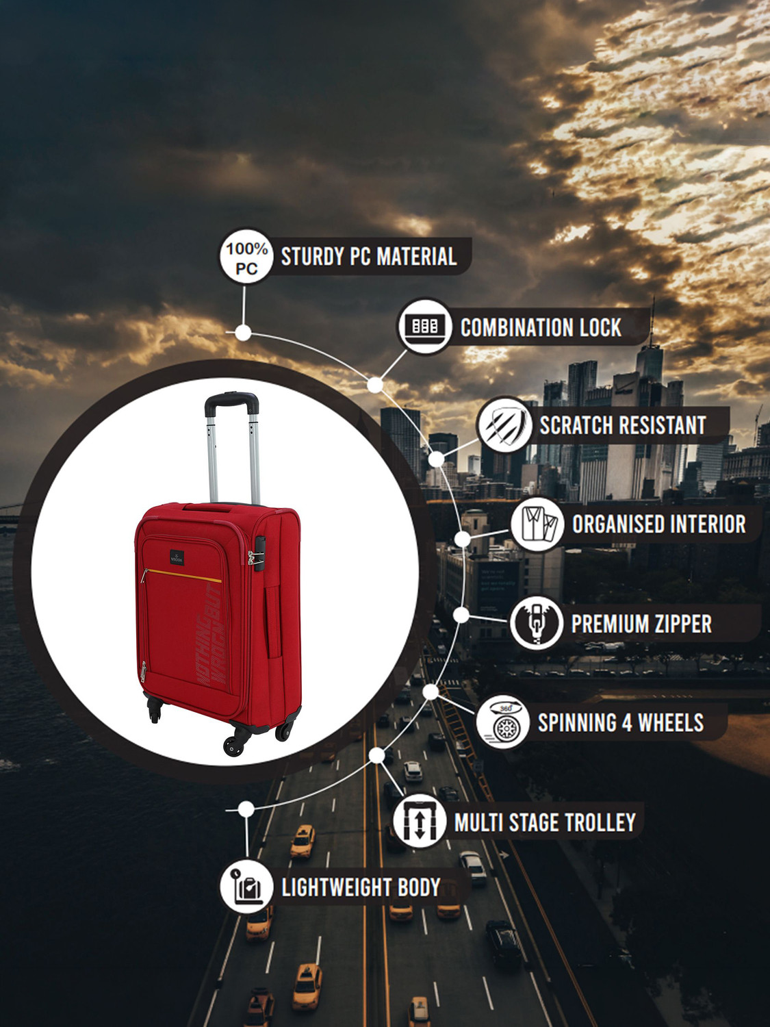 Image of WROGN Popzy Cabin Suitcase 8 Wheels - 22 Inch