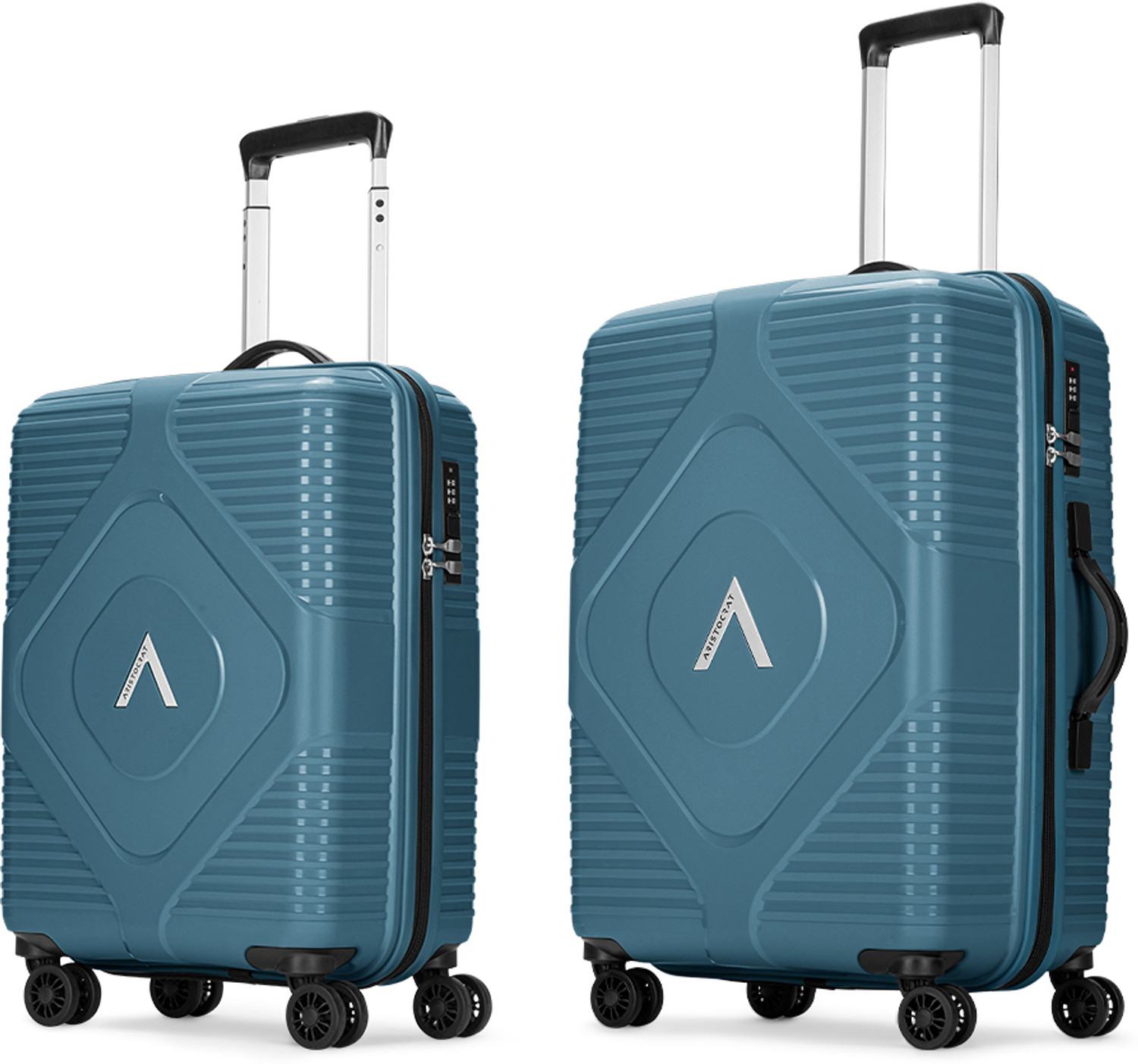 Image of ARISTOCRAT Crystal Set of 2 Trolley Bag | Hard Luggage with Flushed Combination Lock Cabin & Check-in Set 8 Wheels - 26 Inch