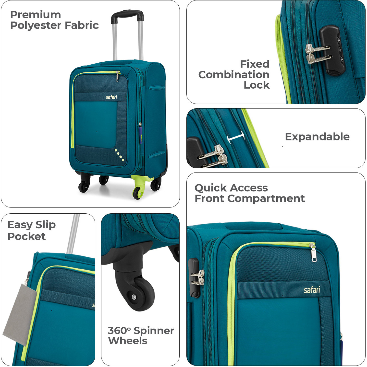 Image of SAFARI STAR 55 /65 /75 4W TEAL Expandable Cabin & Check-in Set 4 Wheels - 26 Inches