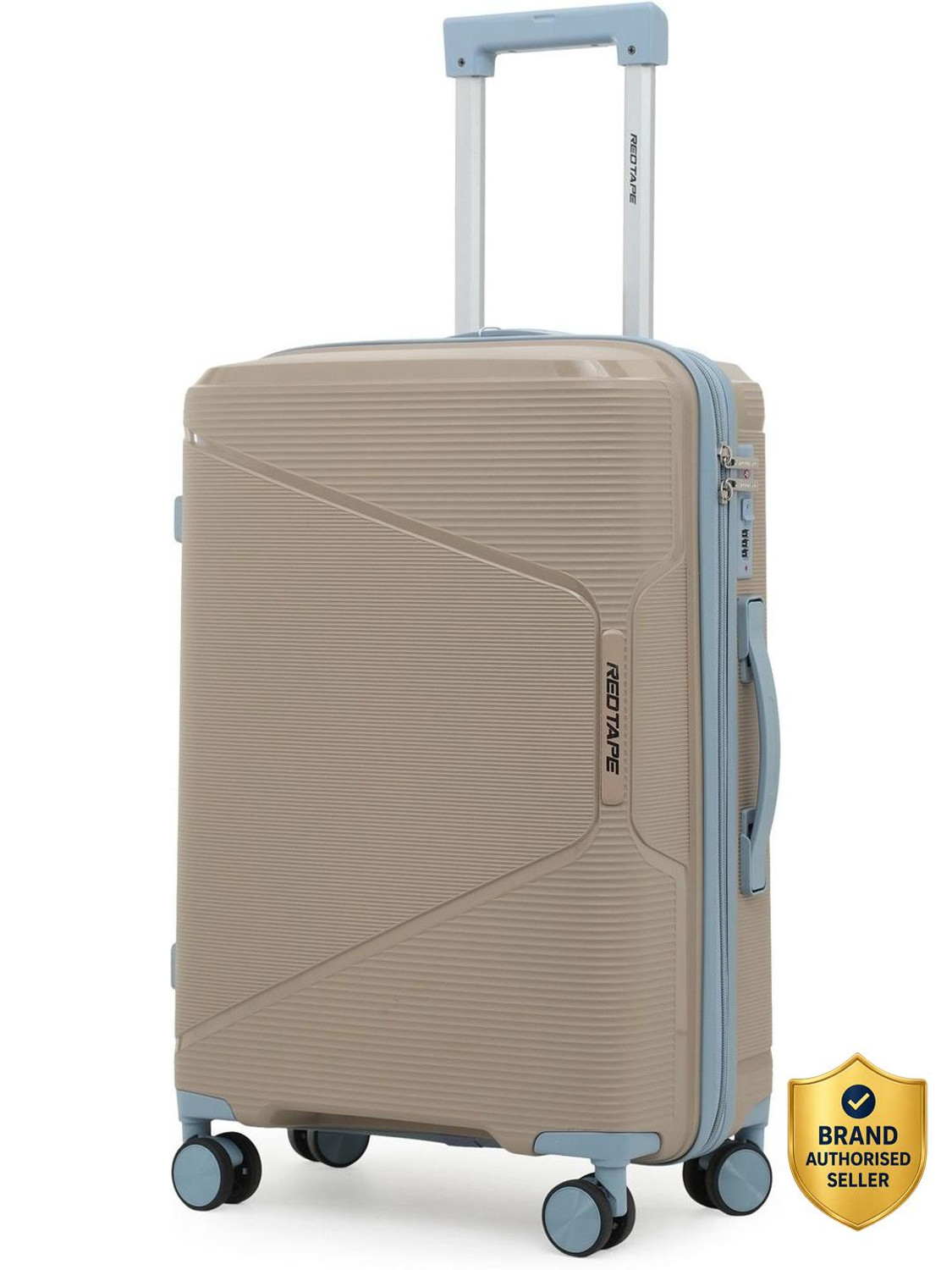 Image of Red Tape Unisex 60L Polypropylene Hard Trolley Bag With Mobile Holder Check-in Suitcase 8 Wheels - 24 inch