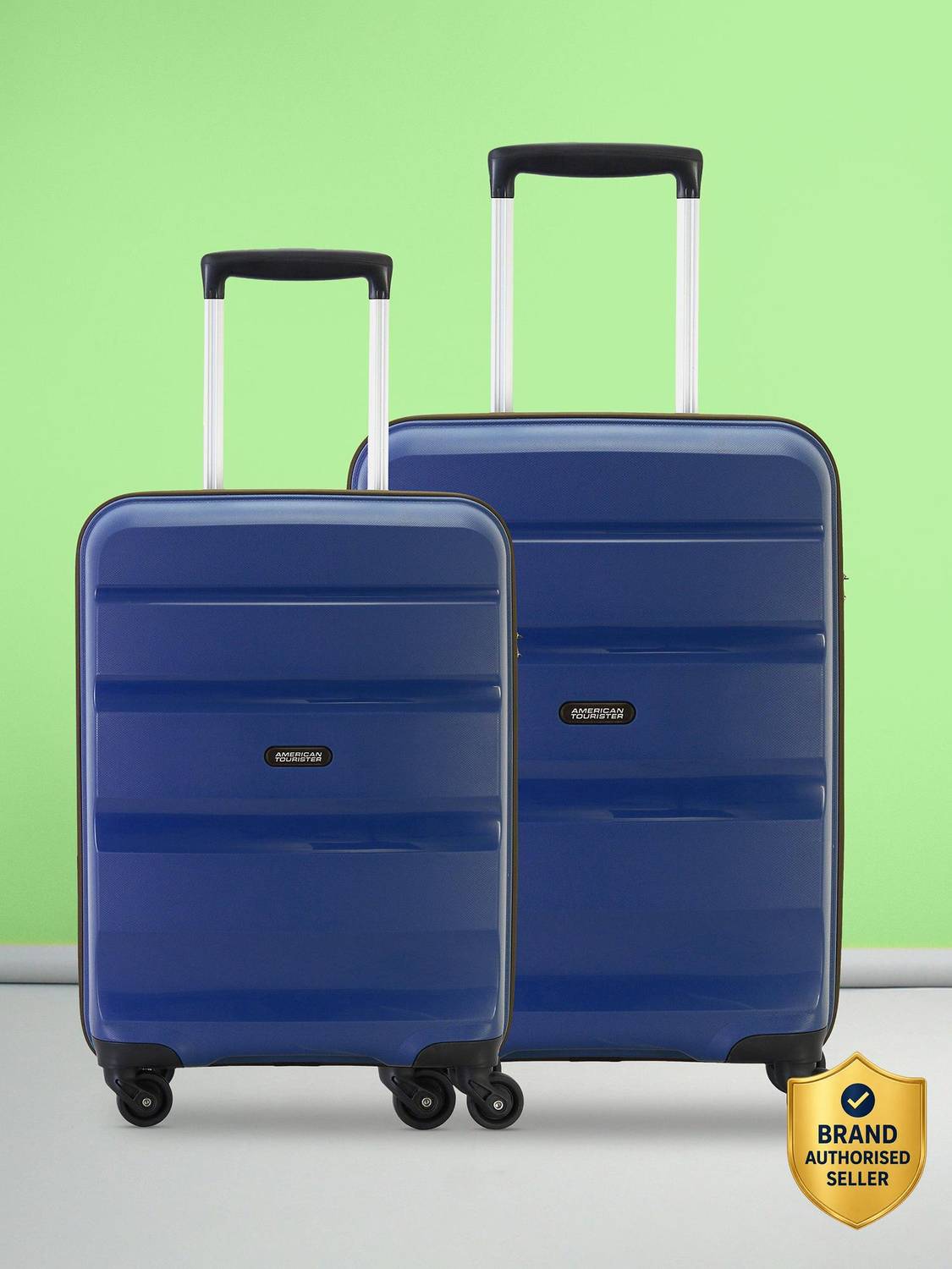 AMERICAN TOURISTER AMT BRANDON SP Set of (Small 55cm | Large 68cm) BLUE Cabin & Check-in Set 4 Wheels - 26 inch