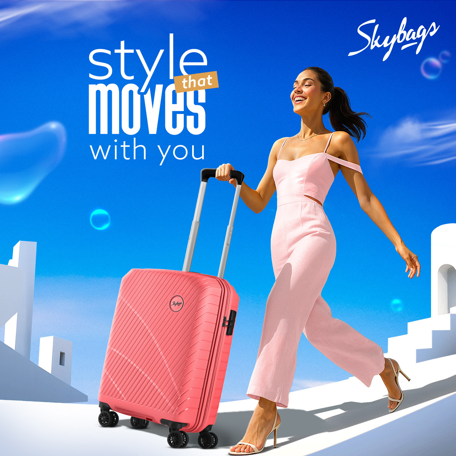 Image of SKYBAGS Streax Cabin Trolley Bag | Hard Luggage | Combination Lock with Sturdy Zipper Cabin Suitcase 8 Wheels - 22 inch