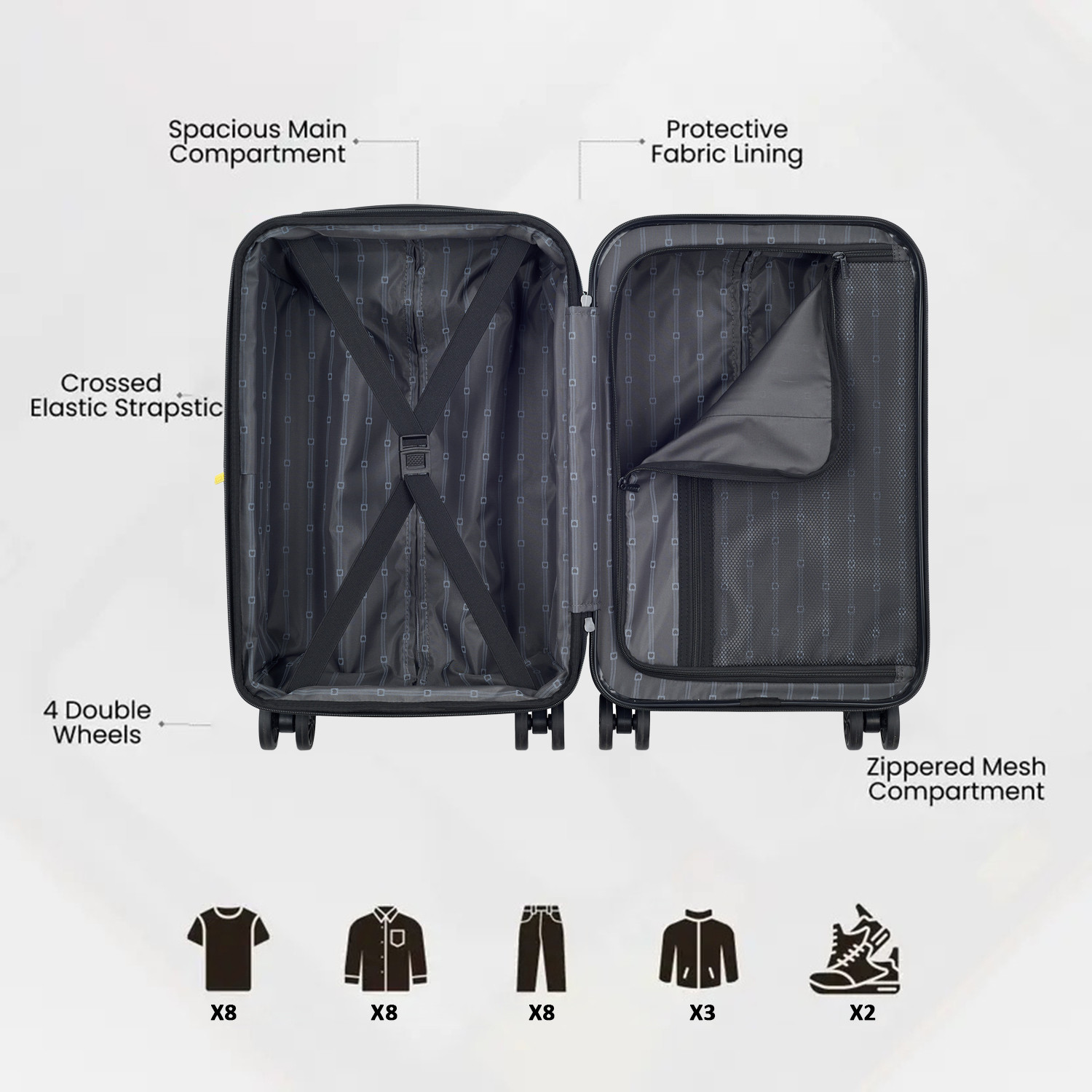 Image of DELSEY 77 CM Large Check-in Polycarbonate /ABS Hard-Sided 4D Trolley Bag (Ophelie) Check-in Suitcase 4 Wheels - 31 inch