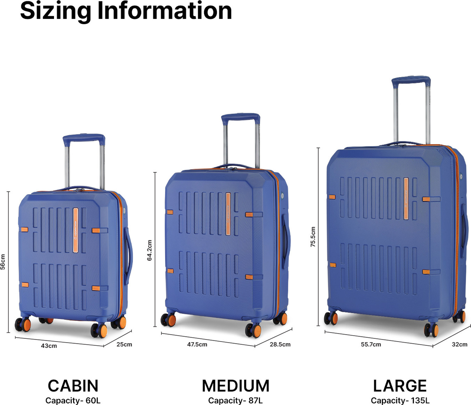 Image of Uppercase Hexa Solid Cobalt 134.5L Large Hard Sided Trolley Bag With TSA Lock Check-in Suitcase 8 Wheels - 30 inch