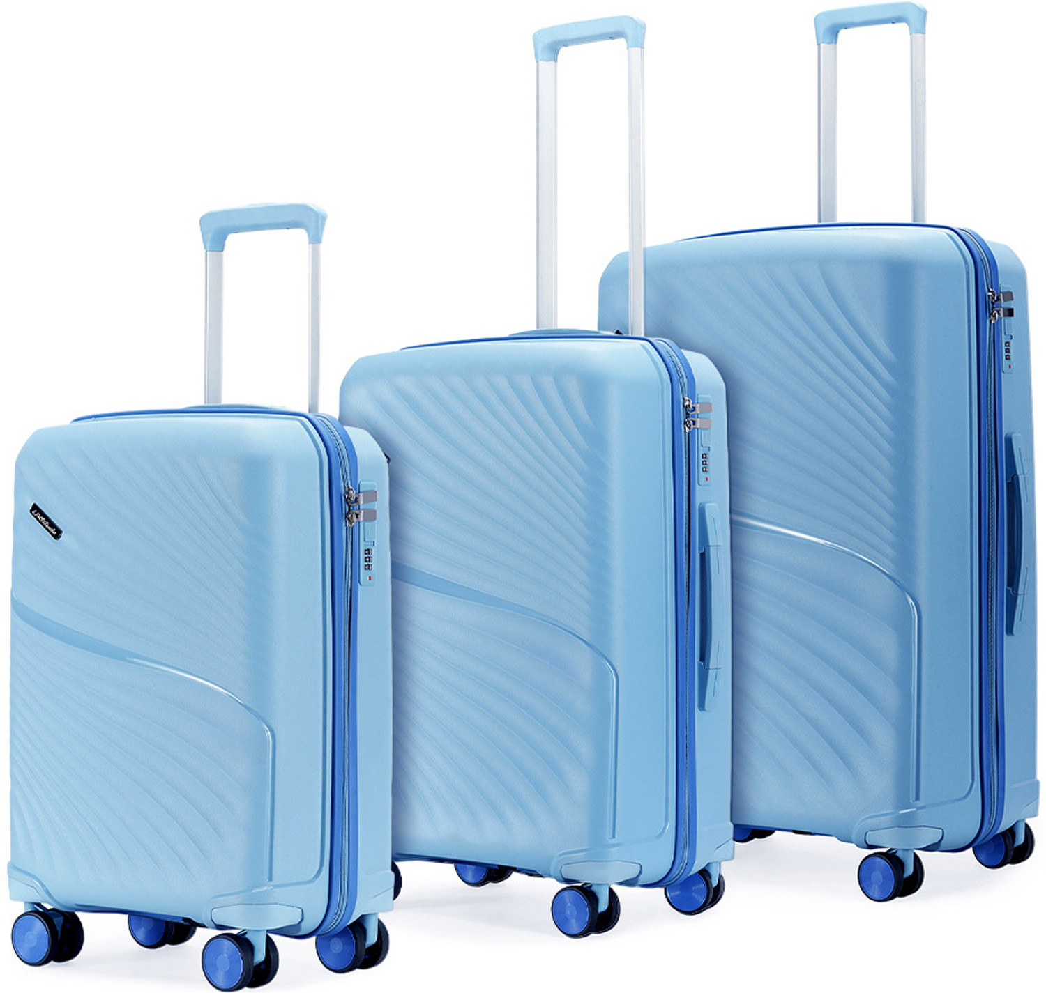 Image of LATTITUDE by Provogue MERIDIAN 55 /65 /75 8W TWILIGHT SEA BLUE / GALAXY BLUE Cabin & Check-in Set 8 Wheels - 28 inch