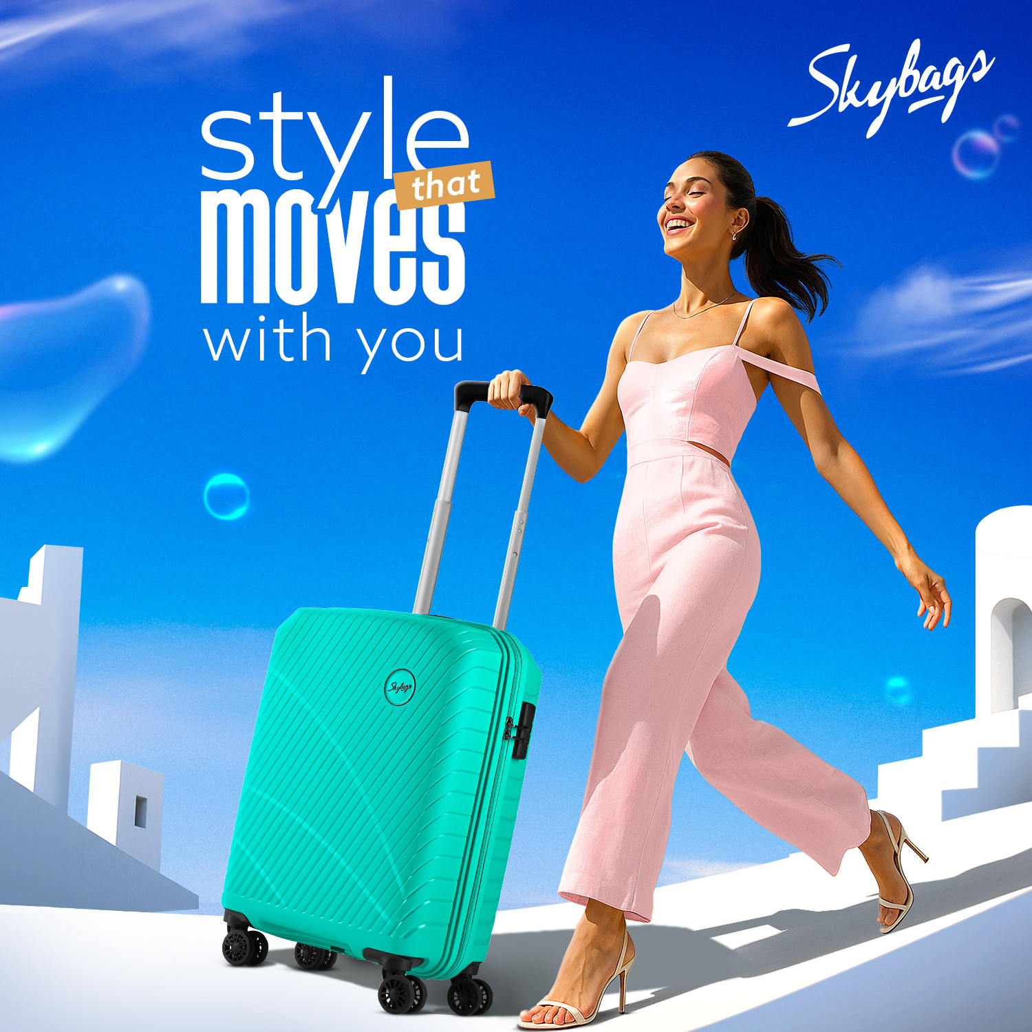 Image of SKYBAGS Streax Cabin Trolley Bag | Hard Luggage | Combination Lock with Sturdy Zipper Cabin Suitcase 8 Wheels - 22 inch