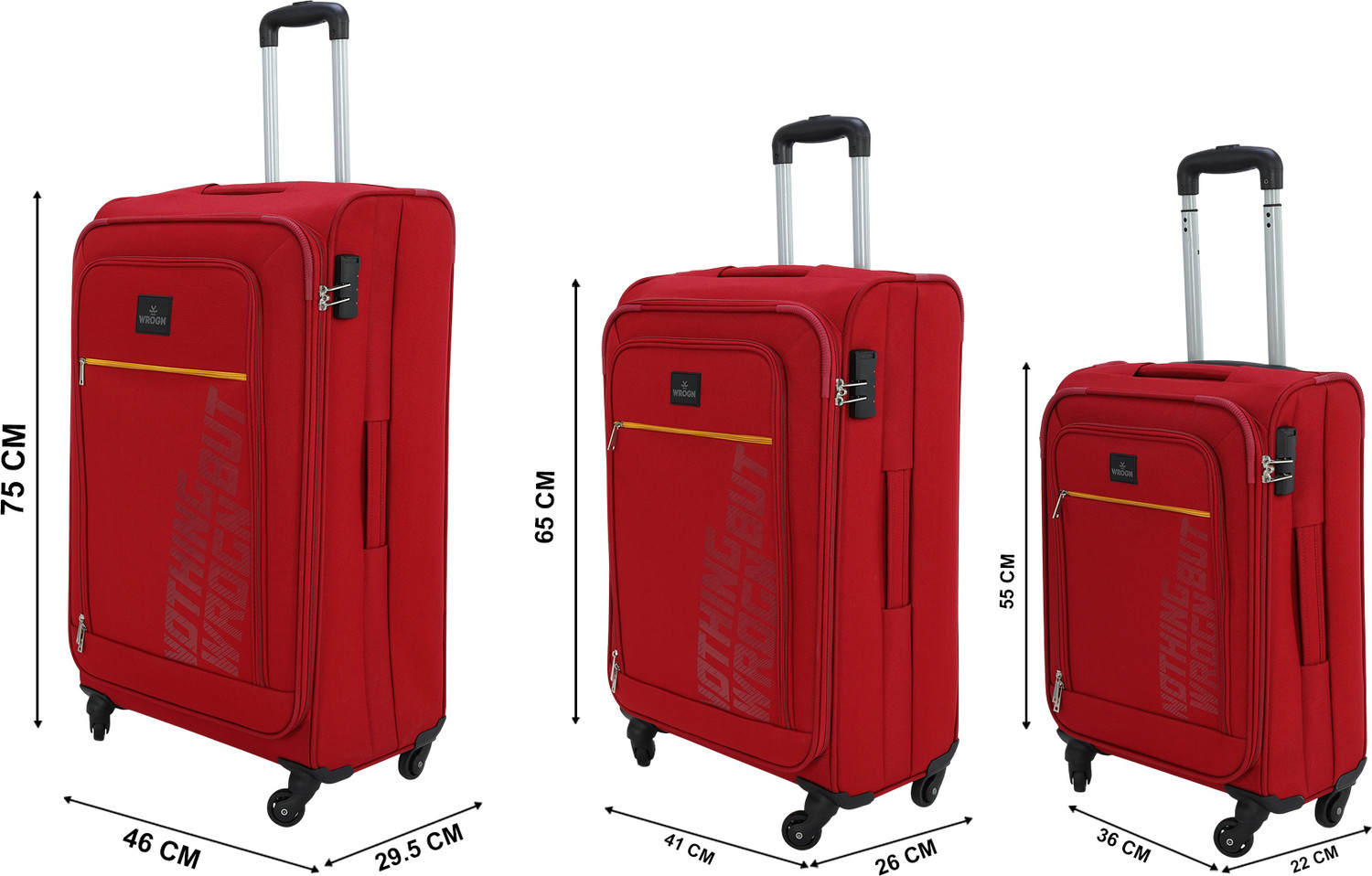 Image of WROGN Popzy Set -3 ( 22 inch+26 inch+30 inch) Cabin & Check-in Set 8 Wheels - 30 Inch