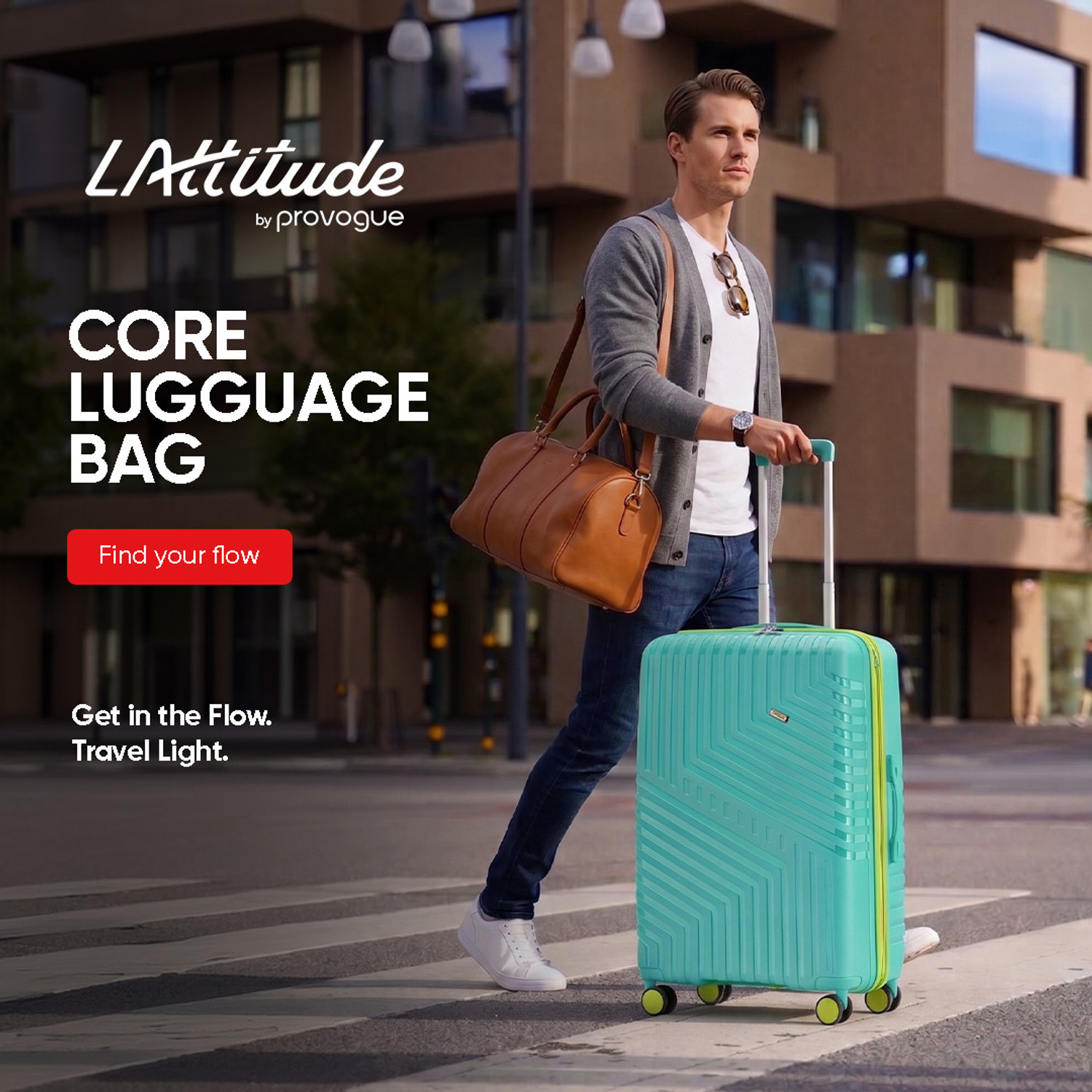 Image of LATTITUDE by Provogue CORE 55 /65 /75 8W AEGEAN BLUE / MEADOW YELLOW Cabin & Check-in Set 8 Wheels - 28 inch