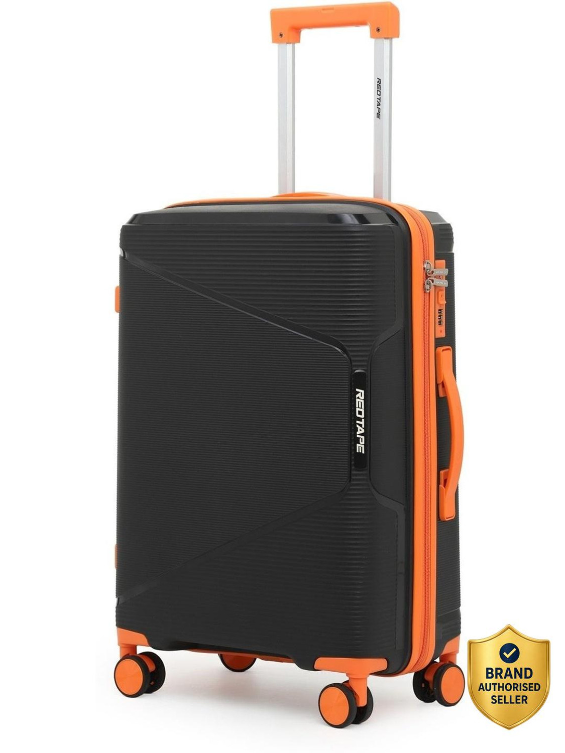 Image of Red Tape Unisex 60L Polypropylene Hard Trolley Bag With Mobile Holder Check-in Suitcase 8 Wheels - 24 inch