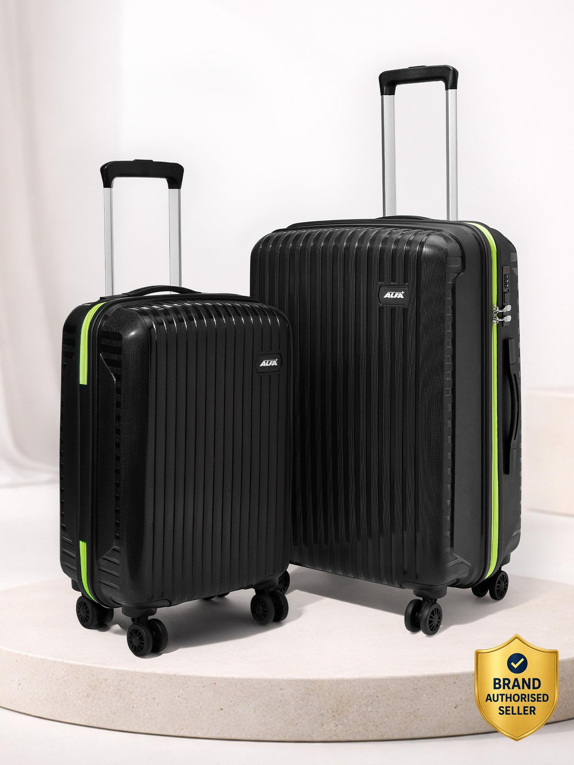 Image of ALFA by VIP Excel Secure Hard Side Luggage | Trolley Bag With Flushed Combination Lock Cabin & Check-in Set 8 Wheels - 26 Inch