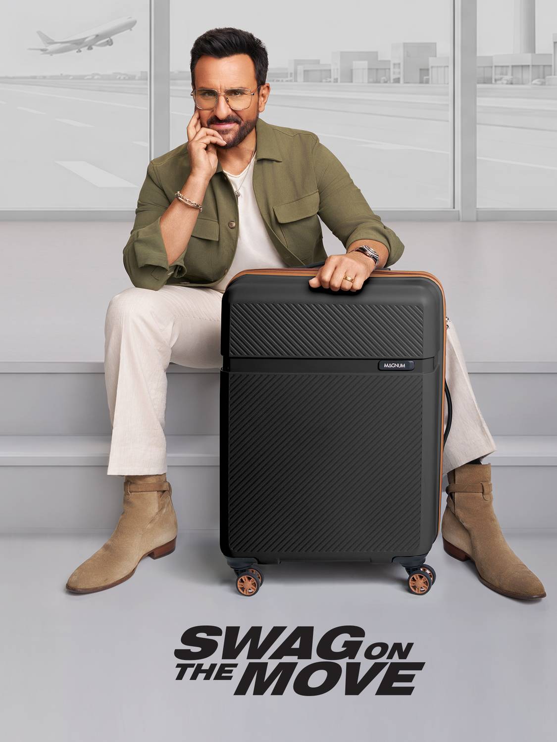 Magnum Safari Fury 55 4W 22 Inch Black Tan Suitcase - Image 3