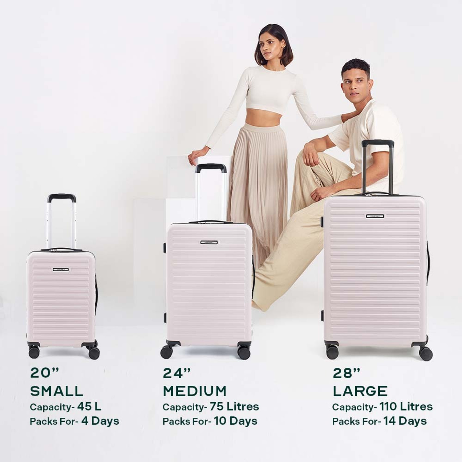Image of Assembly Trolley Bag Combo with TSA Lock - Medium & Large Checkin Suitcase (65, 75 cm) Check-in Suitcase 8 Wheels - 24 inch