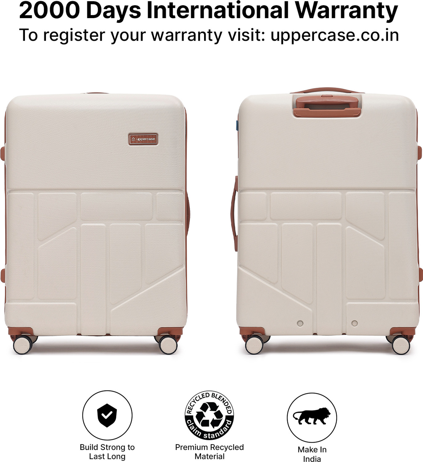 Image of Uppercase Rock Large 75 cm Check-in Hardsided Trolley Bag, TSA Lock & Anti-Theft Zippers Check-in Suitcase 8 Wheels - 30 inch
