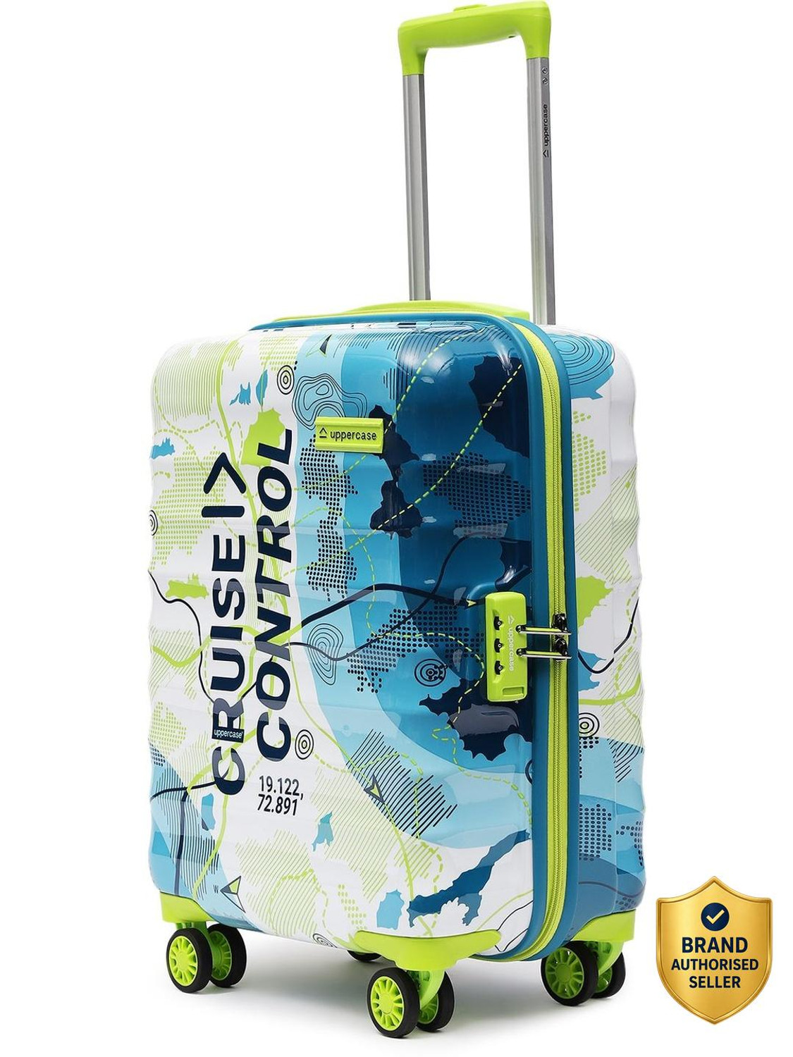 Image of Uppercase Geo Small Cabin Combination Lock Hardsided Trolley Bag Cabin Suitcase 8 Wheels - 19 inch