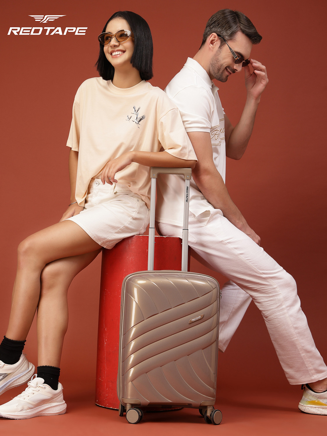 Image of Red Tape Unisex 40L Polycarbonate Hard Small Cabin-in Trolley Bag (56 cm) Cabin Suitcase 8 Wheels - 20 inch