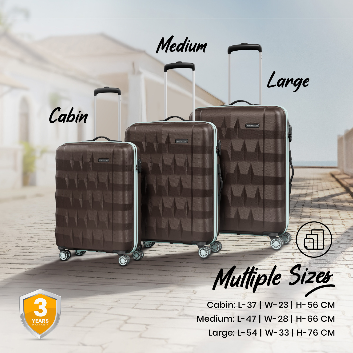 Image of ARISTOCRAT Comet Check-in Trolley Bag | Large Hard Luggage with Combination Lock Check-in Suitcase 8 Wheels - 30 Inch
