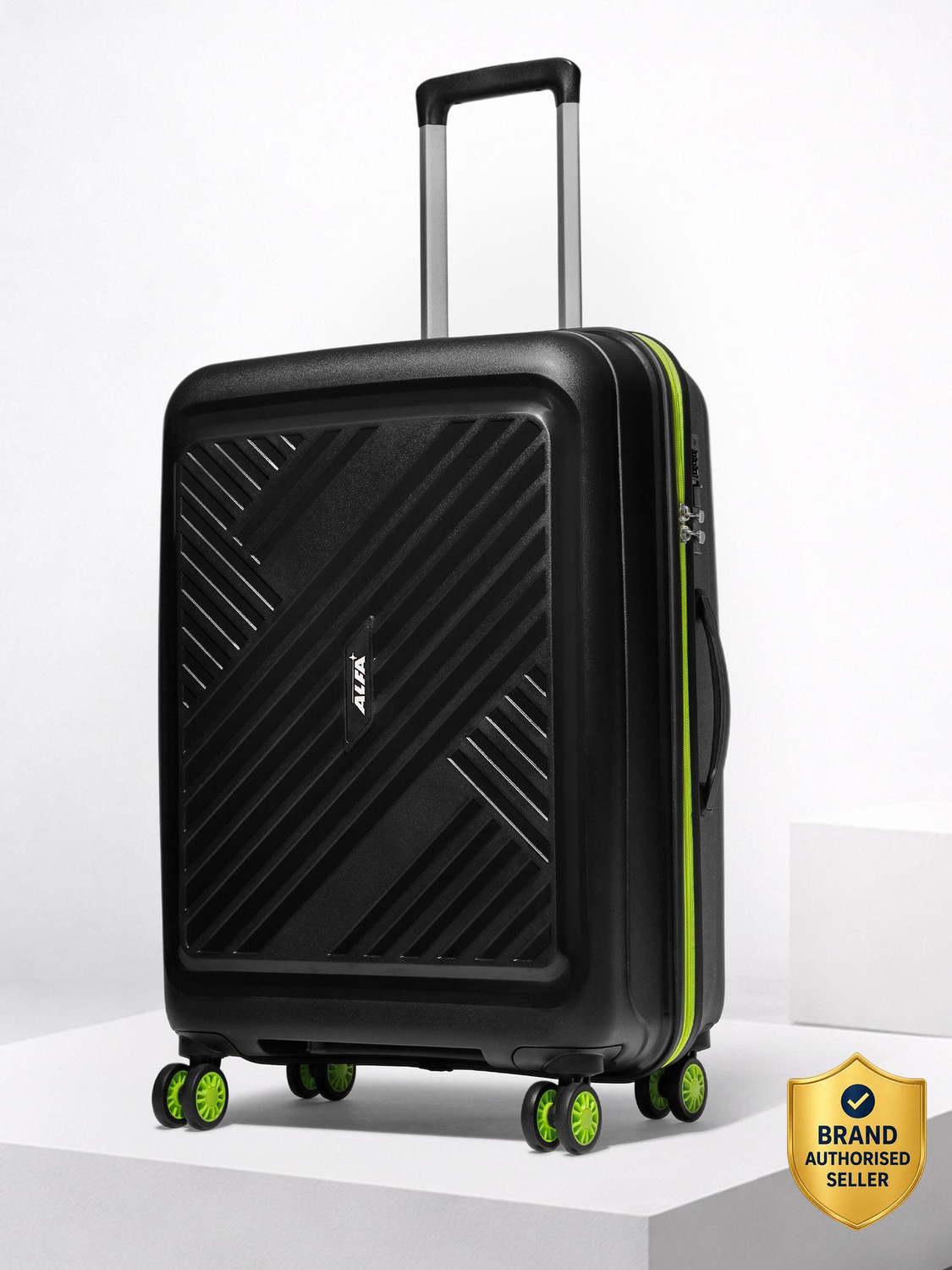 Image of ALFA by VIP Rhino Strong Hard Side Luggage | Trolley Bag With Flushed Combination Lock Cabin Suitcase 8 Wheels - 22 Inch