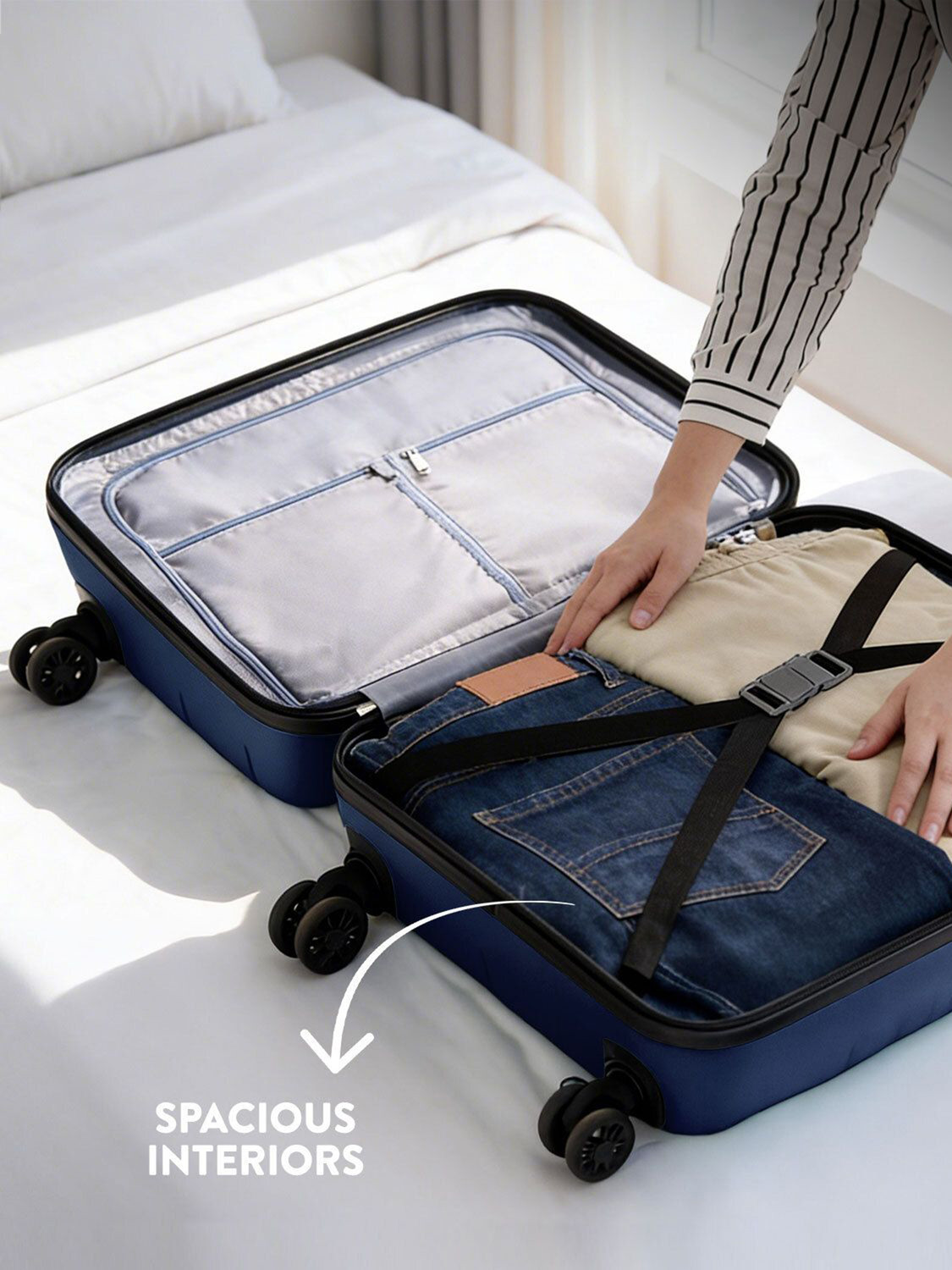 Image of ARISTOCRAT Orbit Hard Side Laptop Compartment Trolley Bag With Combination Lock Cabin Suitcase 8 Wheels - 21 inch