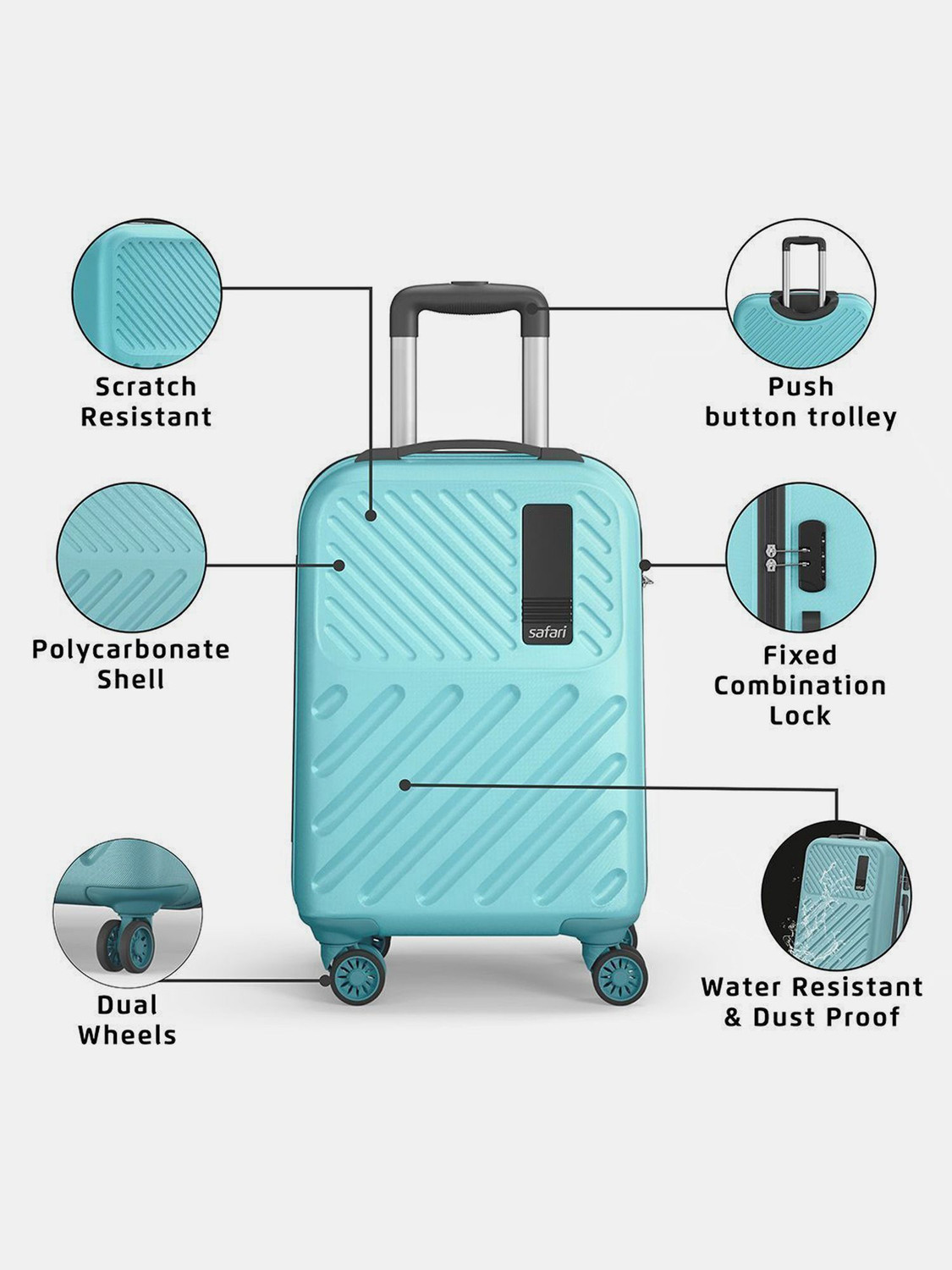 Image of SAFARI Small Cabin Suitcase (56 cm) 8 Wheels - ZODIAC 56 - Teal