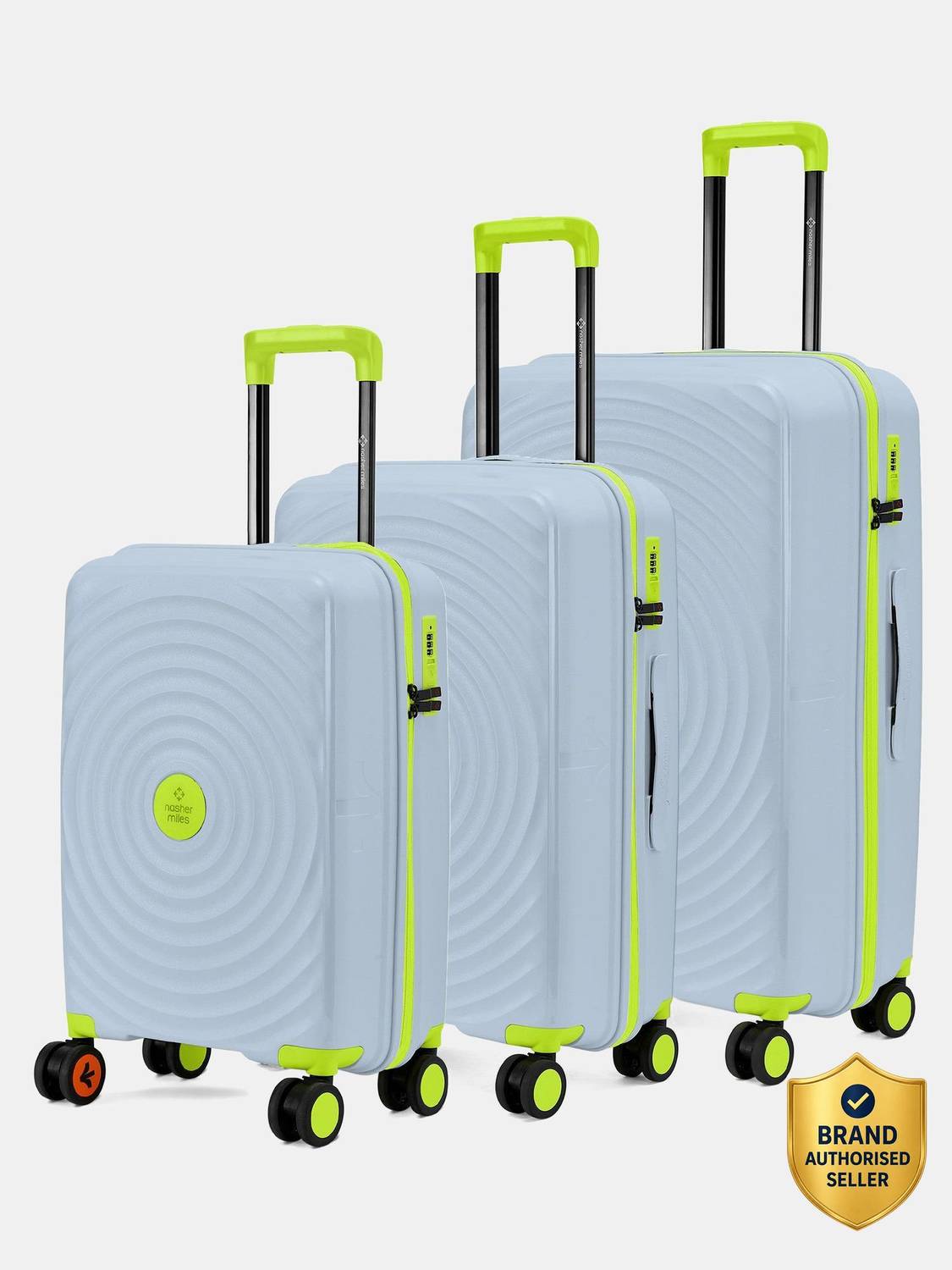 NASHER MILES Goa Polypropylene Hard-Sided Trolley Bags 55, 65 & 75 cm Lightweight Durable Cabin & Check-in Set 8 Wheels - 28 inch Lavender Fluorescent Green - Price in India | Flipkart.com