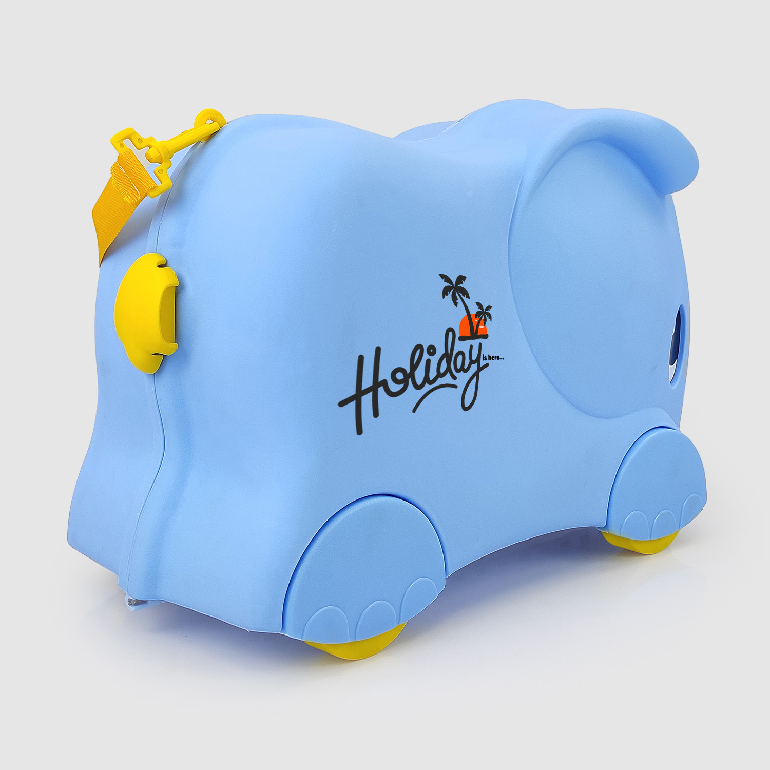 Image of Buddynjoy 2 in 1 Ride On Suit case Elephant Design Travel Trolley Bag for Kids Cabin Suitcase 4 Wheels - 18 inch
