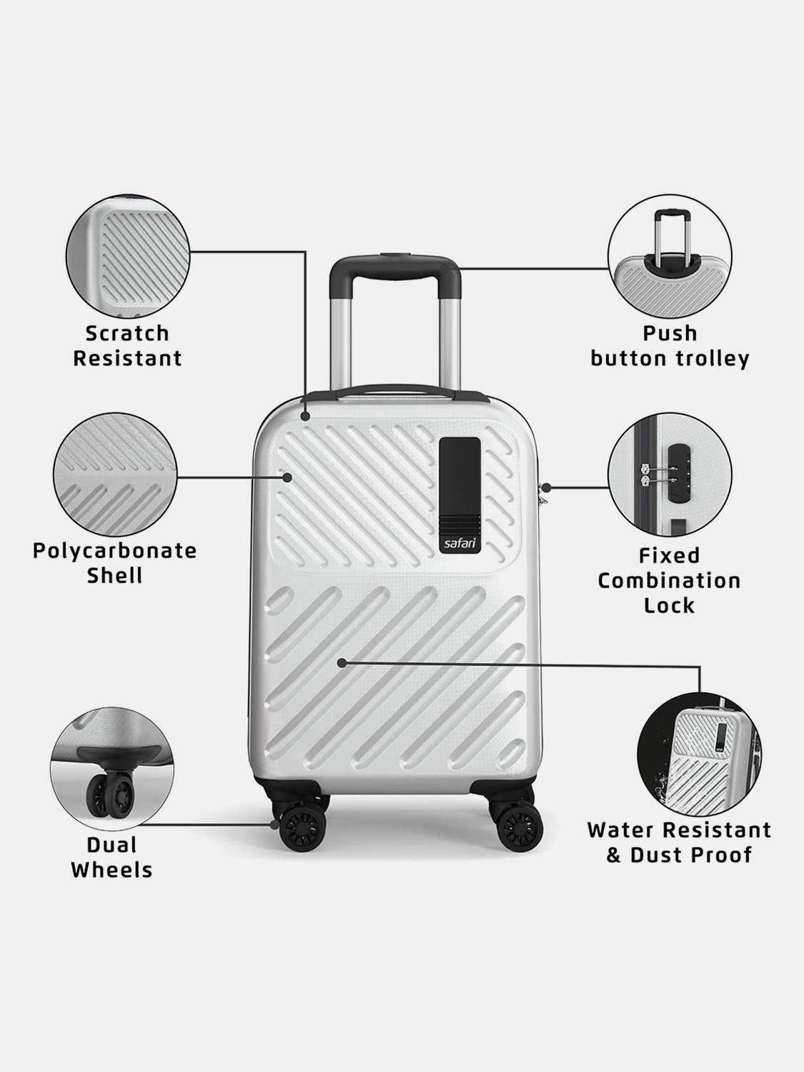 Image of SAFARI Small Cabin Suitcase (56 cm) 8 Wheels - ZODIAC 56 - Silver