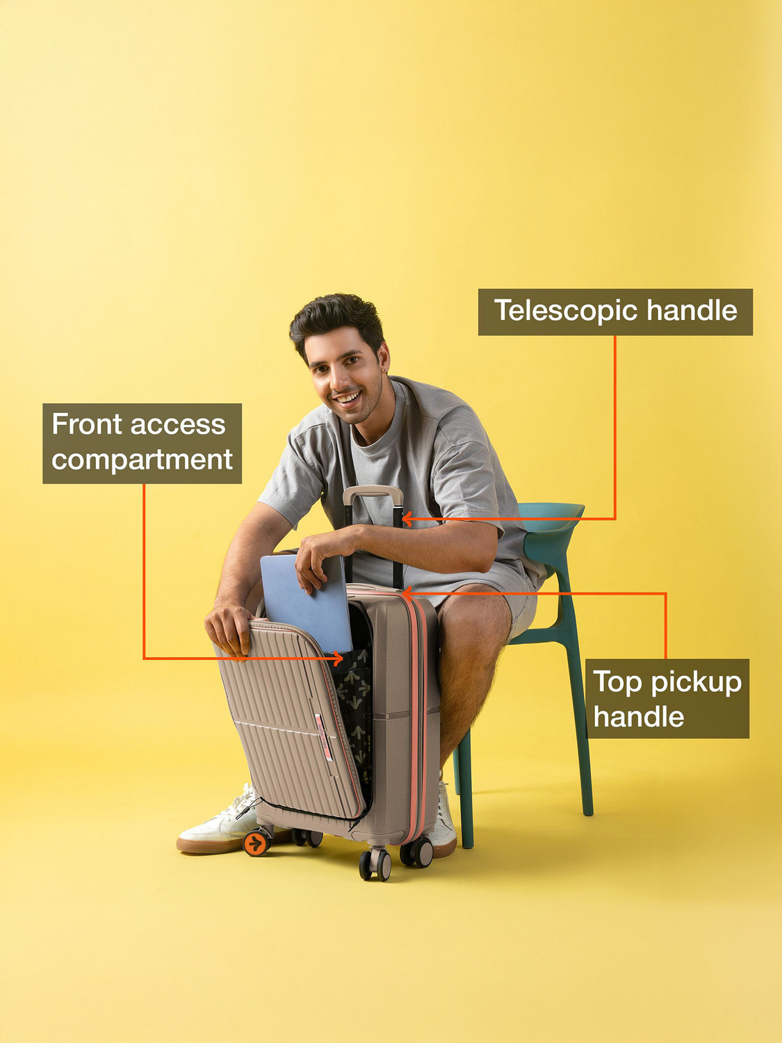 Image of NASHER MILES Springfield HardSide Polypropylene Laptop Compartment Trolley Bag Cabin Suitcase 8 Wheels - 20 inch