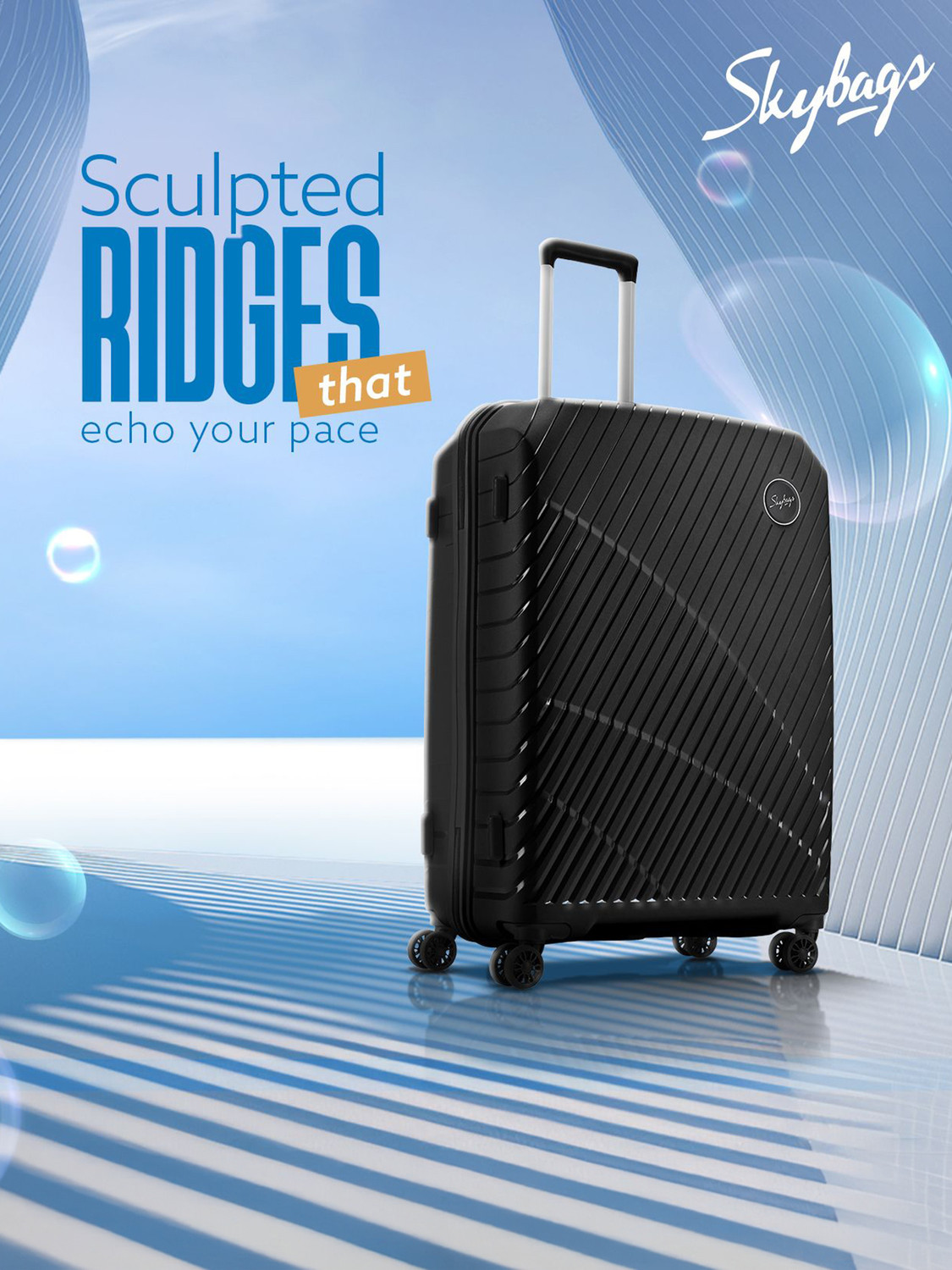 Image of SKYBAGS Streax Check-in Trolley Bag | Hard Luggage | Combination Lock with Sturdy Zipper Check-in Suitcase 8 Wheels - 26 inch