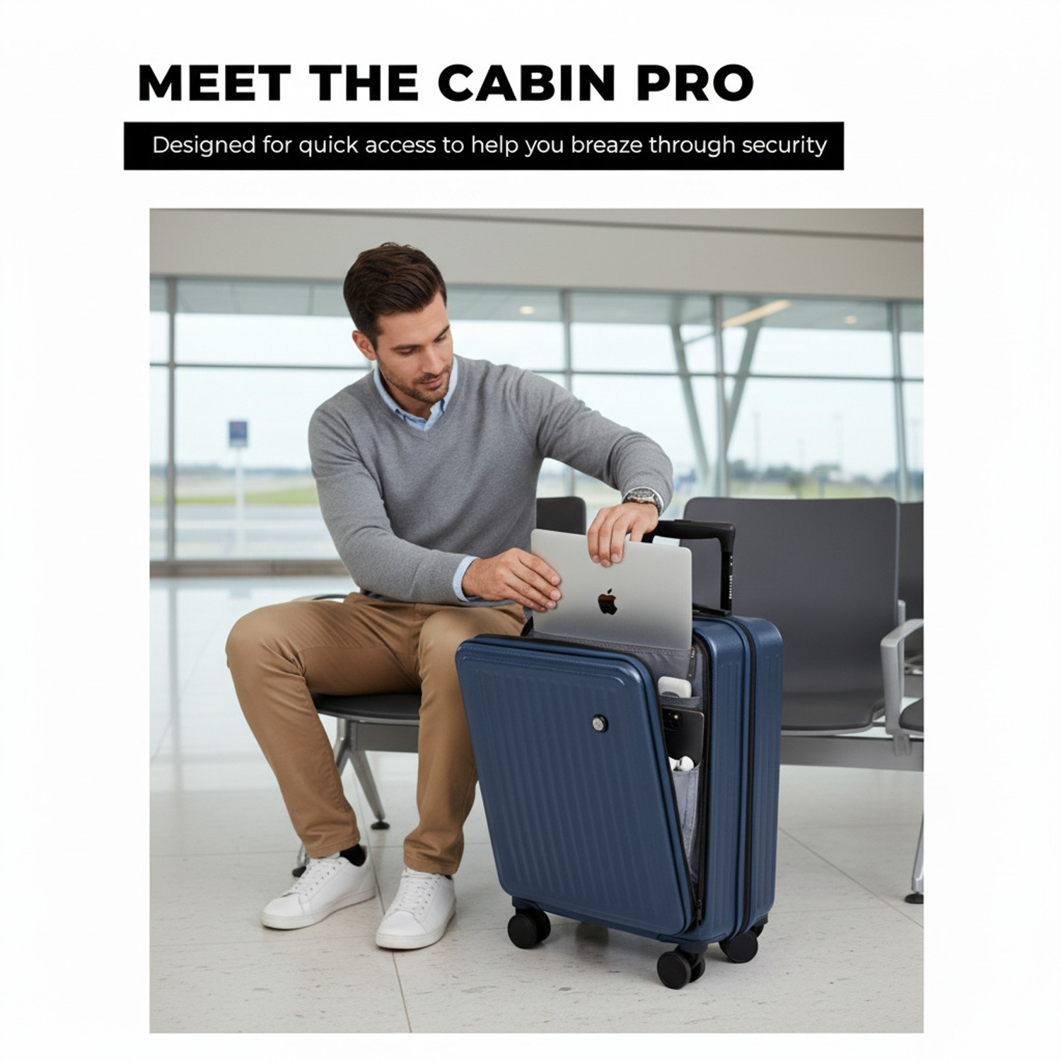 Image of ROYALME AXION- Laptop Trolley Bag | Lightweight Hard Shell Premium Luggage Cabin Suitcase 8 Wheels - 22 inch