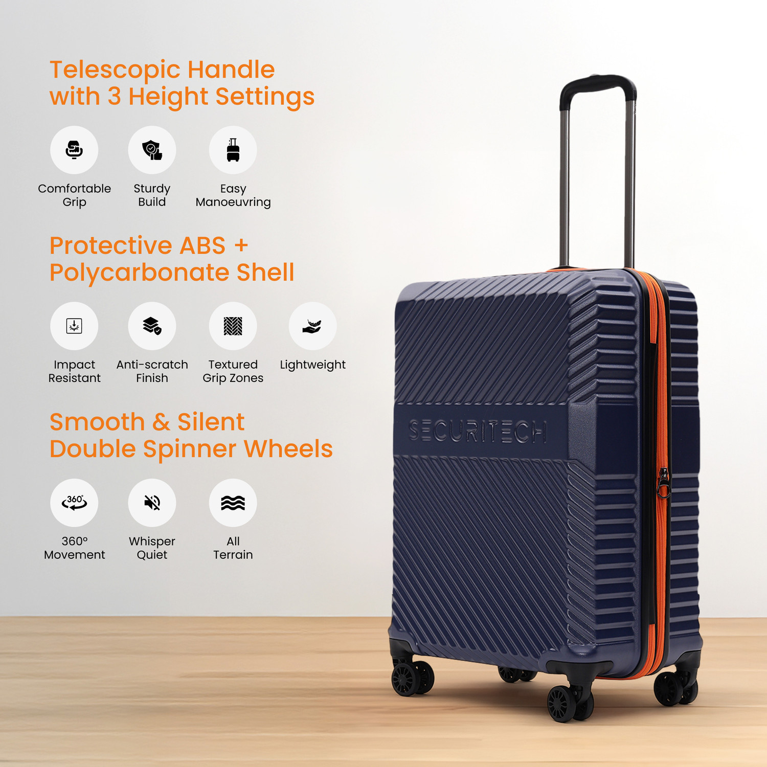 Image of SECURITECH by DELSEY PARIS PATROL Expandable Cabin Suitcase 8 Wheels - 21 Inch