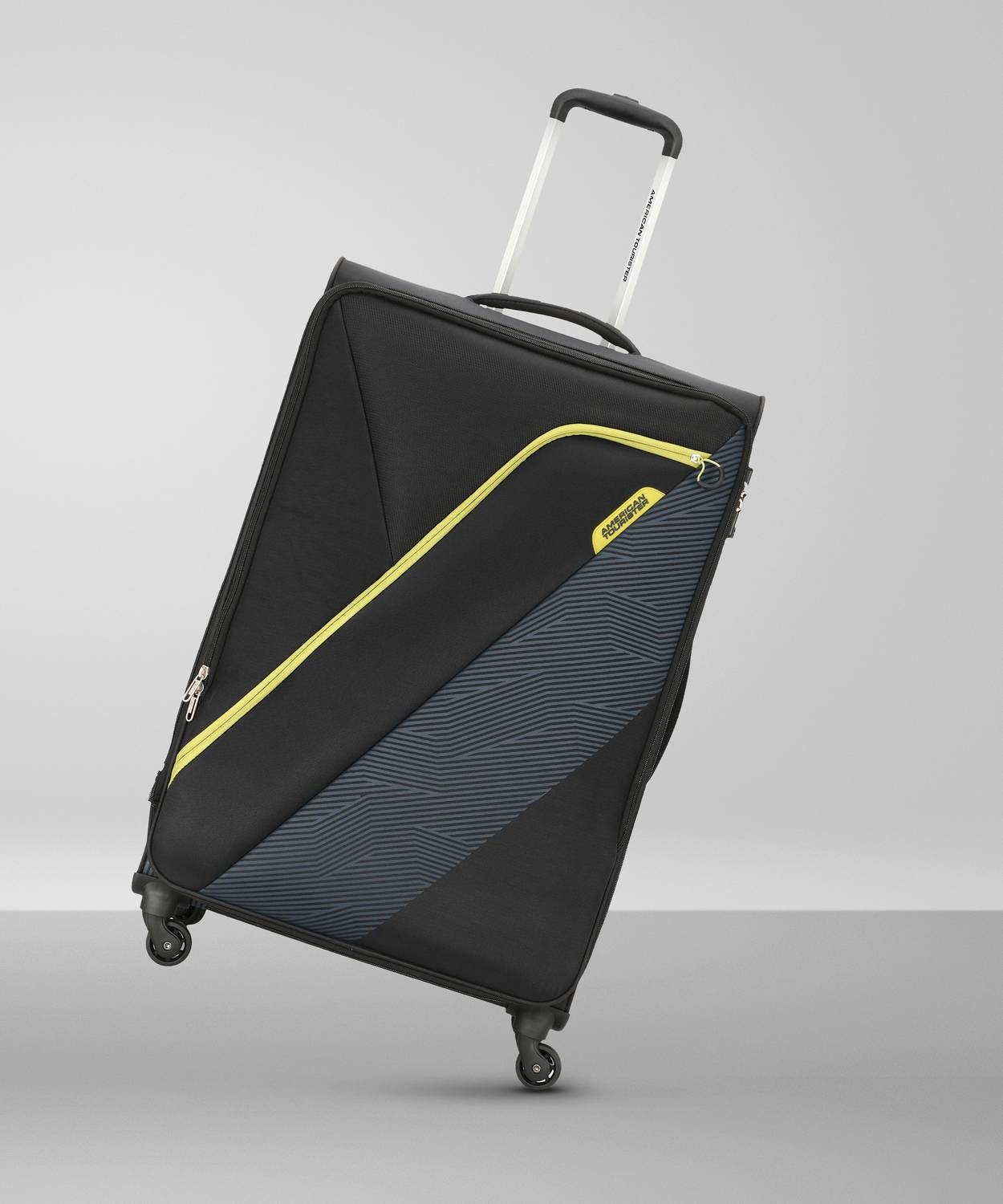 AMERICAN TOURISTER AMT WALES SPINNER 55CM BLACK Expandable Cabin Suitcase 4 Wheels - 22 inch
