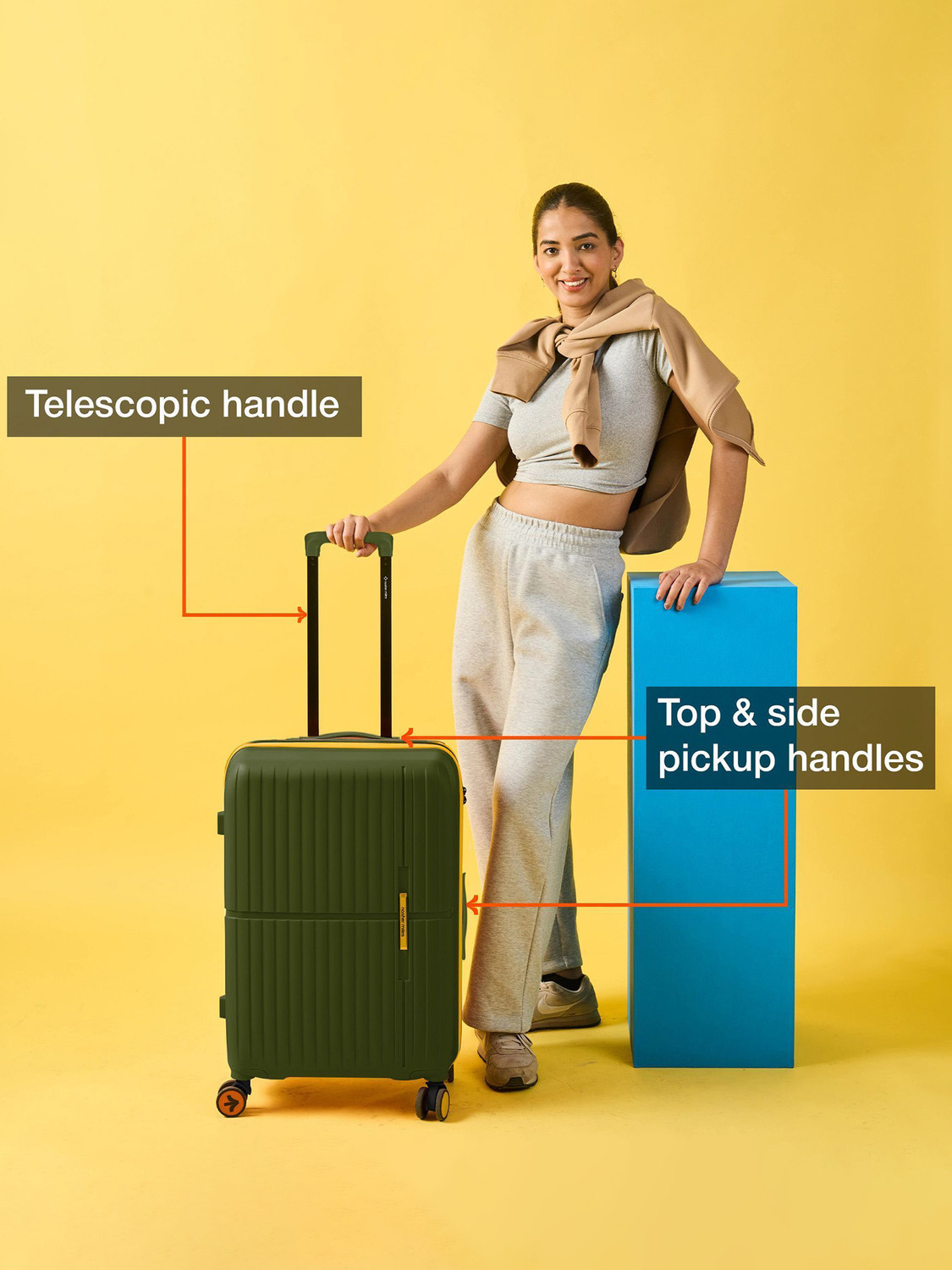 Image of NASHER MILES Springfield Hard-Sided Polypropylene Luggage Set of 2 Trolley Bag for Travel Cabin & Check-in Set 8 Wheels - 24 inch
