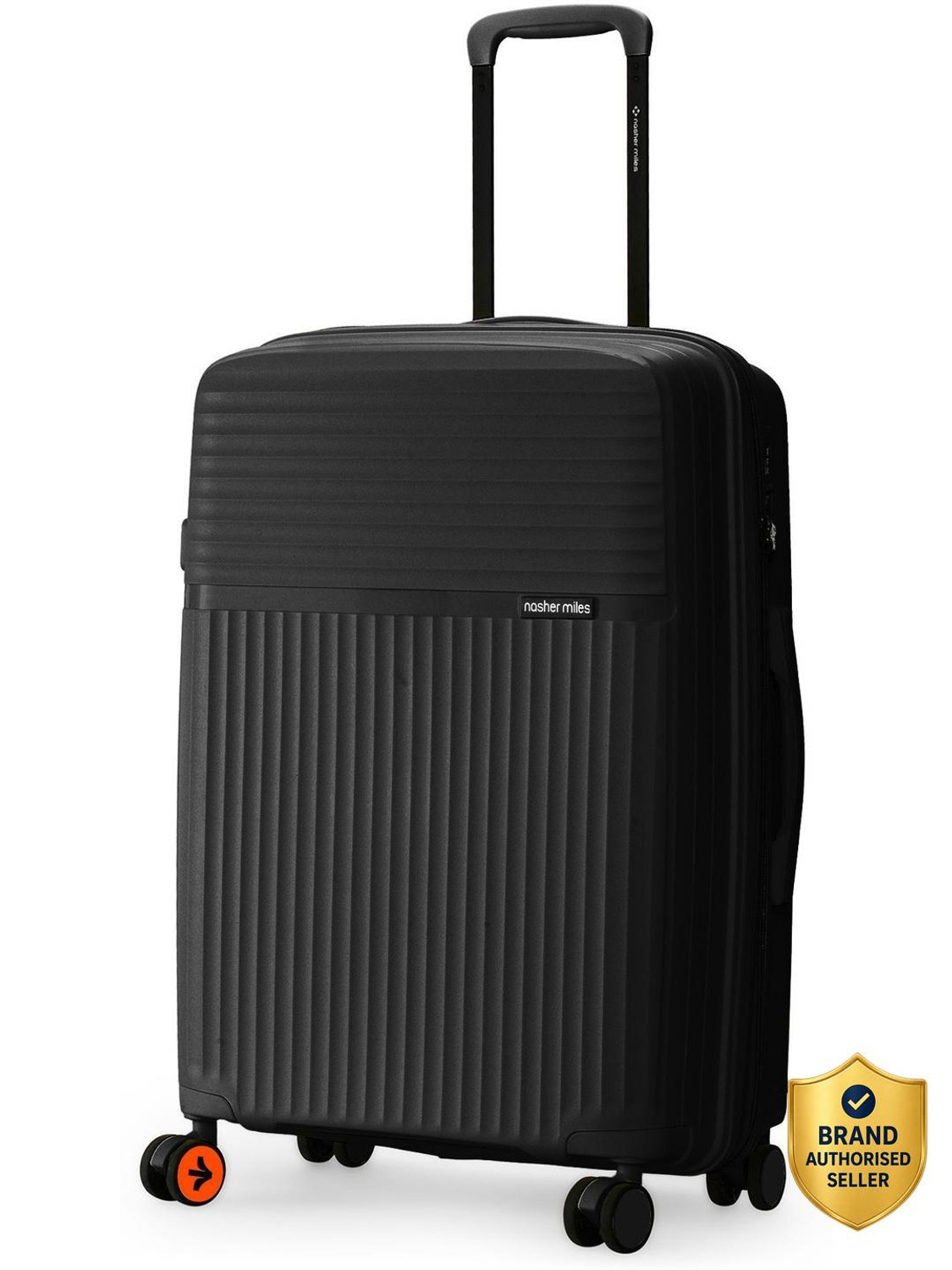 Image of NASHER MILES Krabi Expander Hardside Polypropylene Check-in Black 65cm Trolley Bag Expandable Check-in Suitcase 8 Wheels - 24 inch