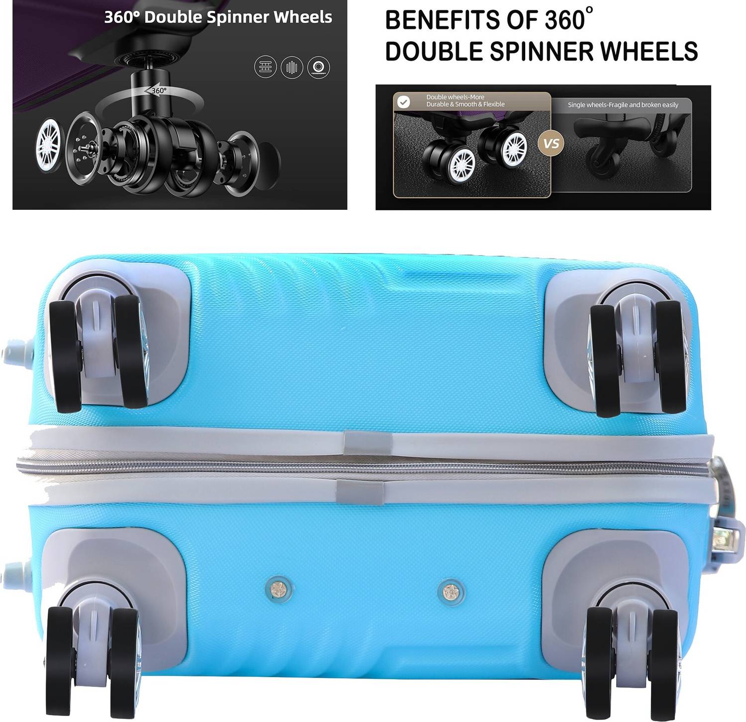 Zexon Hard Sided Polycarbonate 4 wheel spinner with Number Lock KL