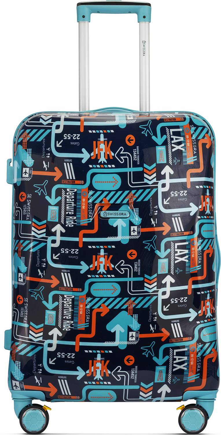 Swiss Era Printed Polycarbonate 55cm Luggage Trolley Suitcase