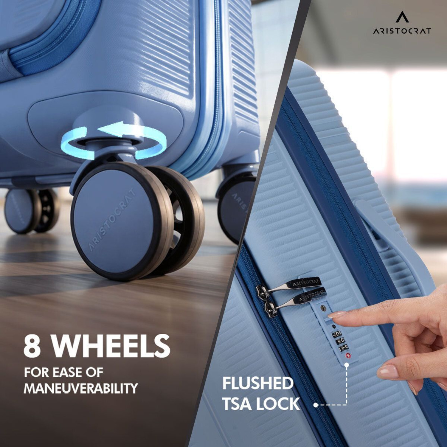 Image of ARISTOCRAT Solana Check-in Trolley Bag | Front Opening Hard Luggage with TSA Lock Check-in Suitcase 8 Wheels - 30 inch