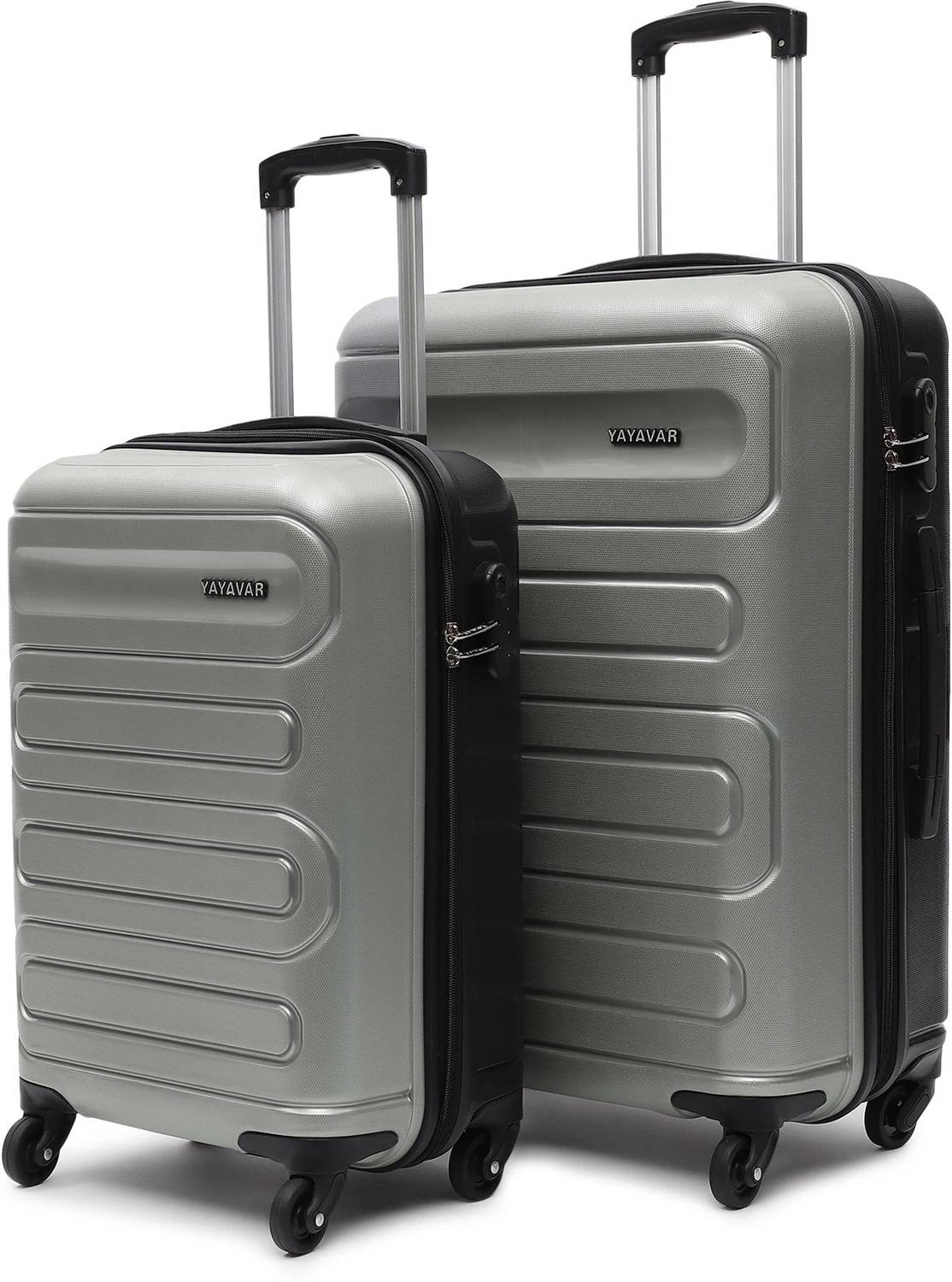 YAYAVAR Hard Body Set of 2 Luggage 4 Wheels - TOKYO DUAL - Silver, Bla