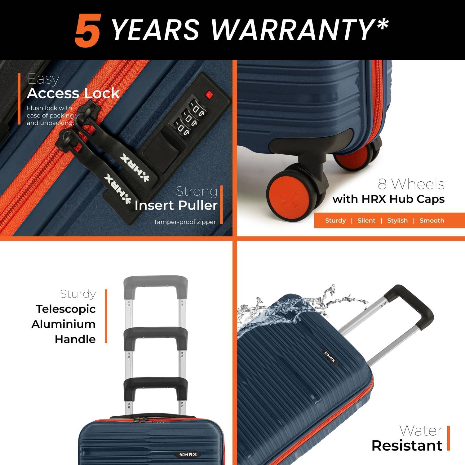 HRX Zanzibar Check-in Suitcase 8 Wheels - 30 inch Blue - Price in